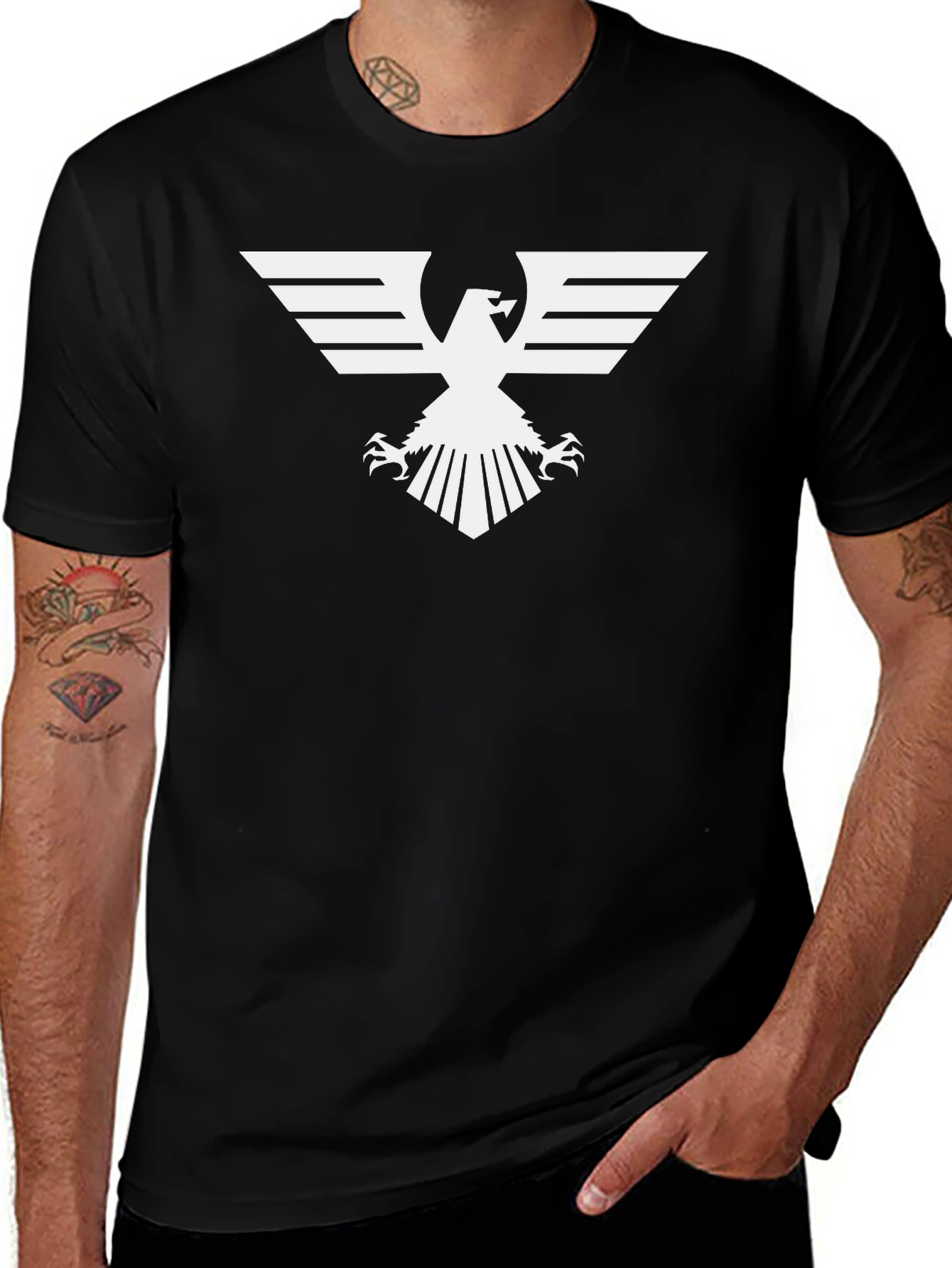 Bold Eagle Graphic Tee - Black Cotton Blend