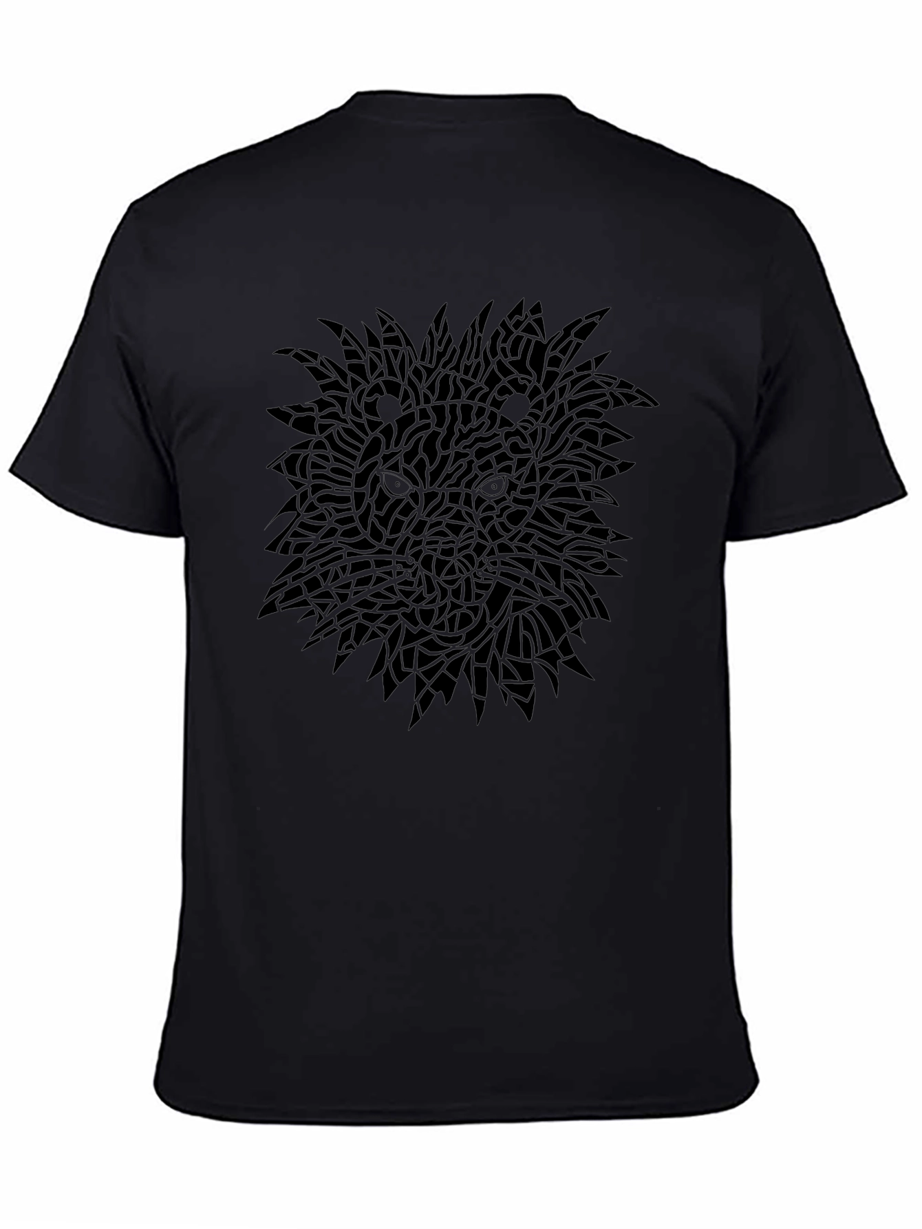 Black Graphic Tee - Mosaic Lion Design