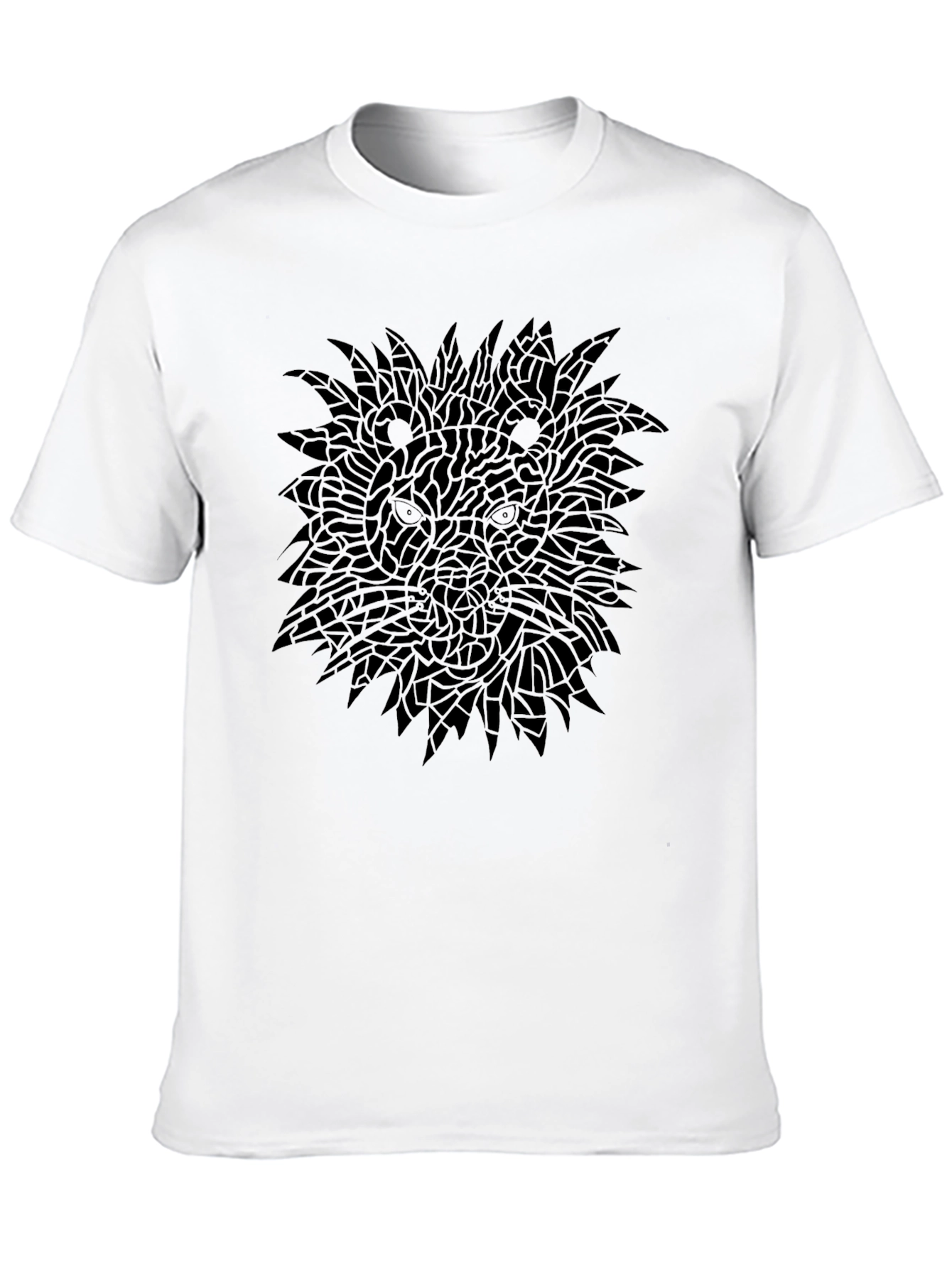 Black Graphic Tee - Mosaic Lion Design