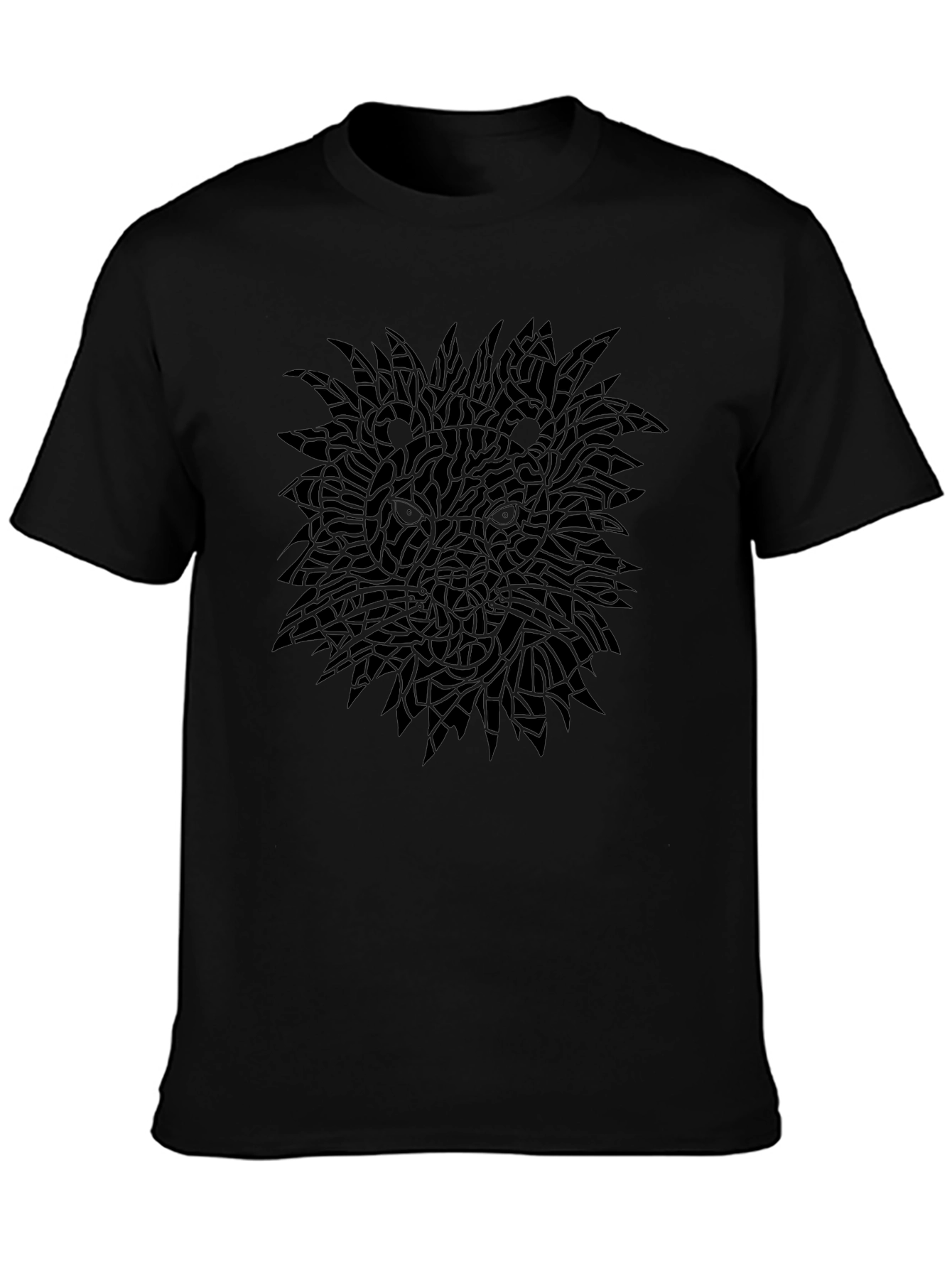 Black Graphic Tee - Mosaic Lion Design