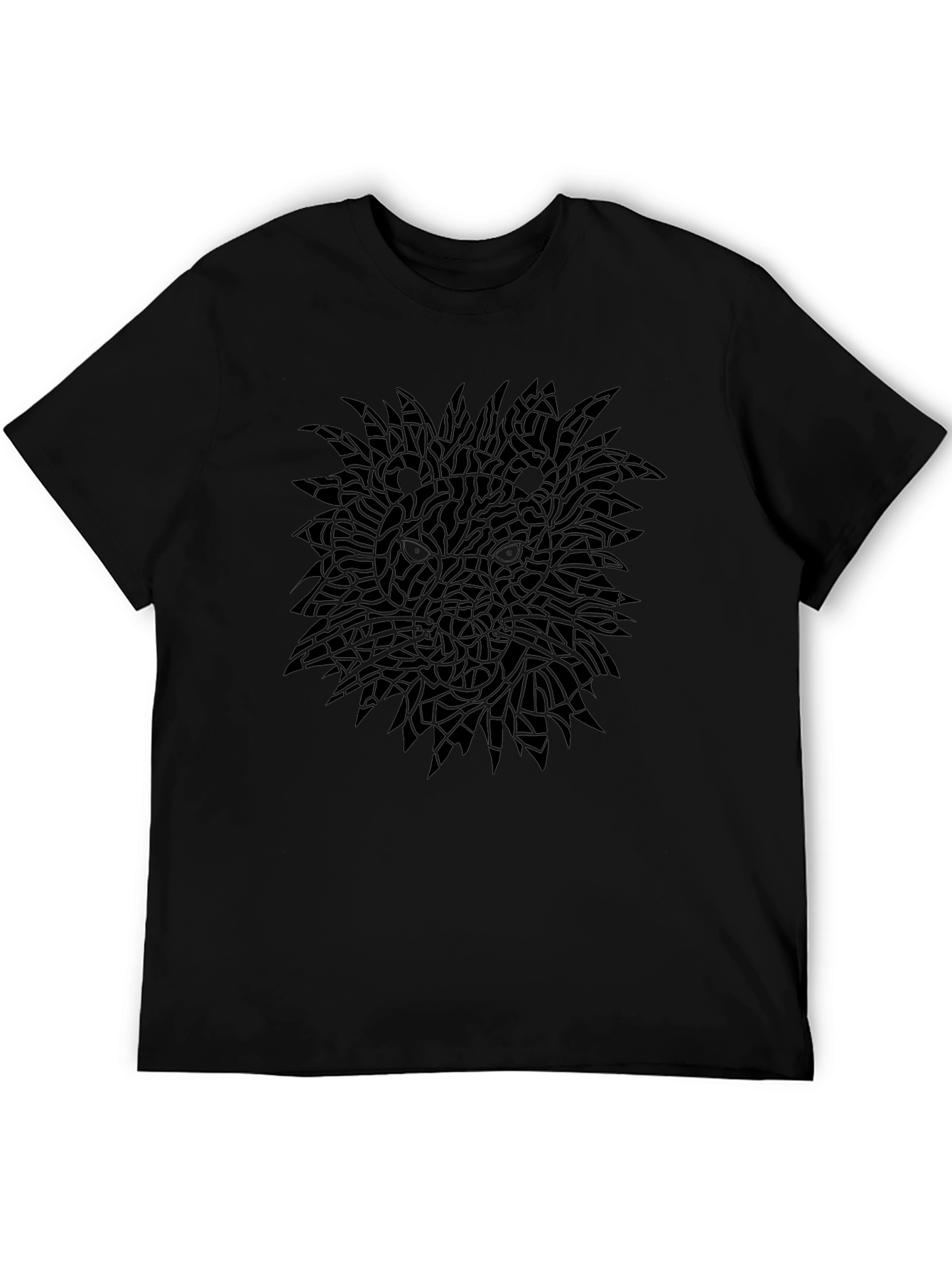 Black Graphic Tee - Mosaic Lion Design