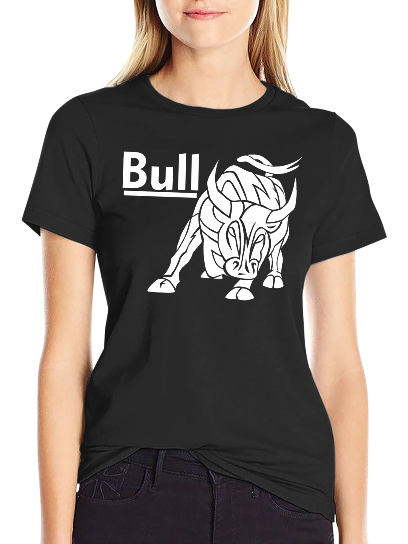 Bull Graphic Print Tee - Black