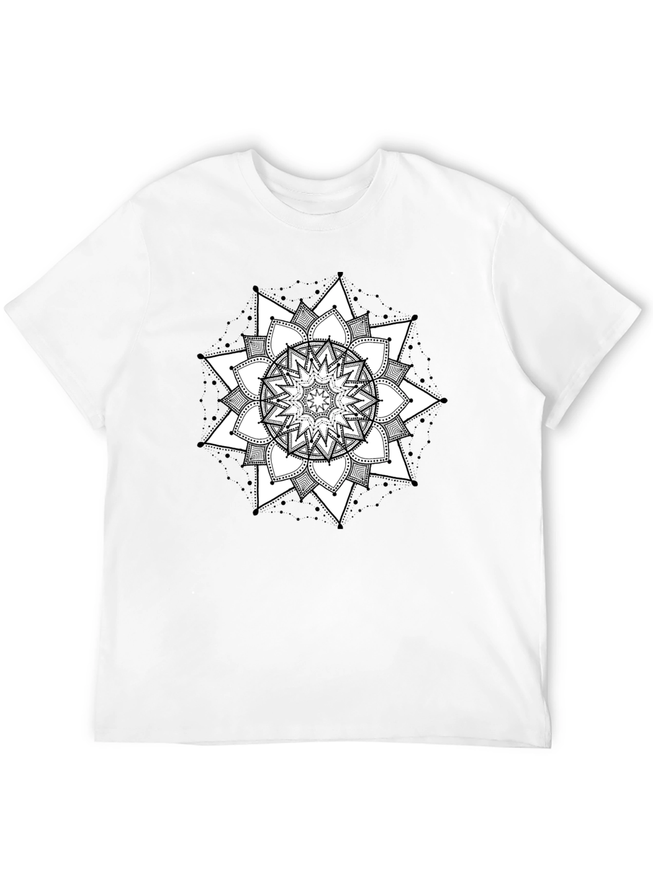 Black Mandala T-Shirt - Geometric Floral Design Tee