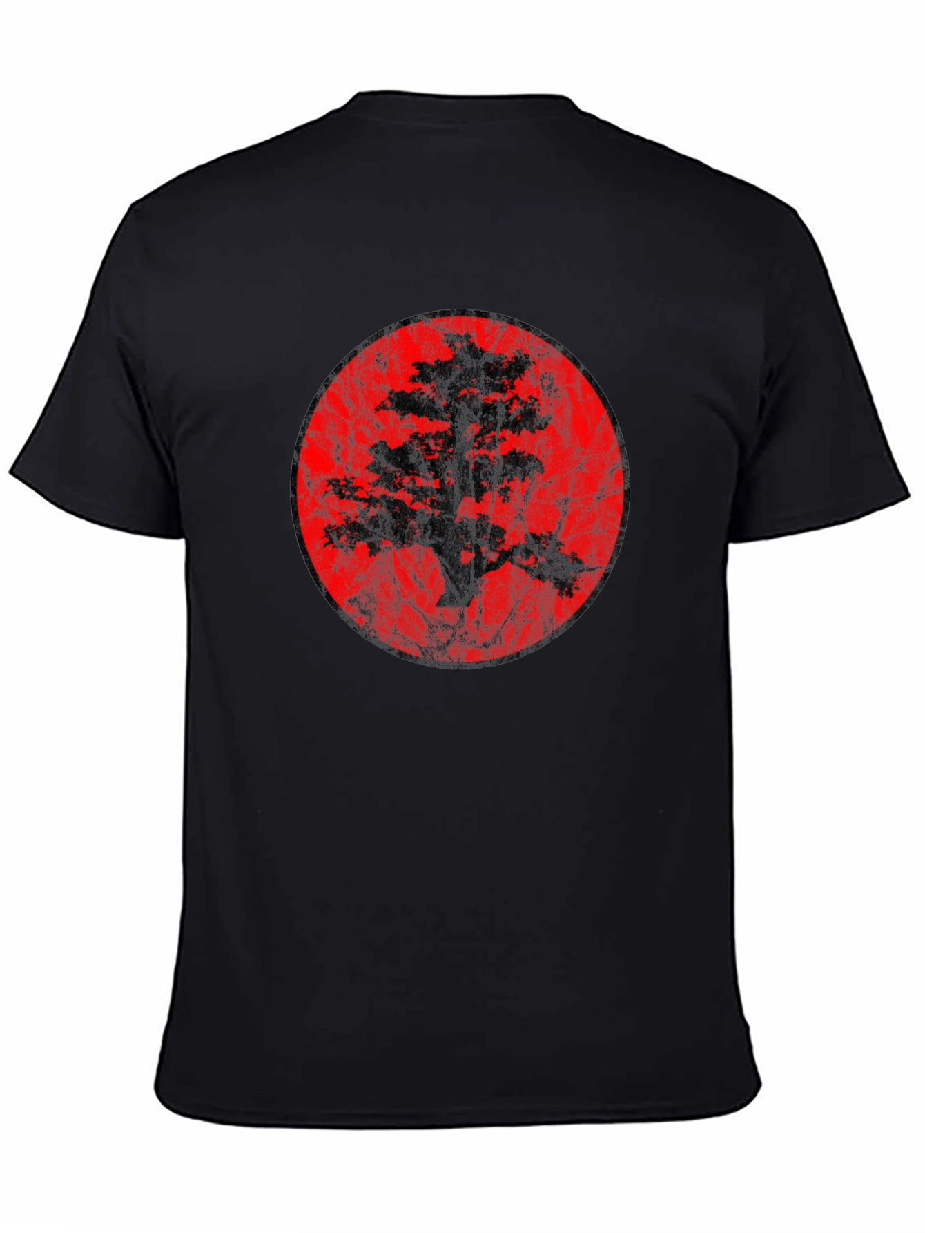 Bonsai Tree Silhouette Graphic Black T-Shirt