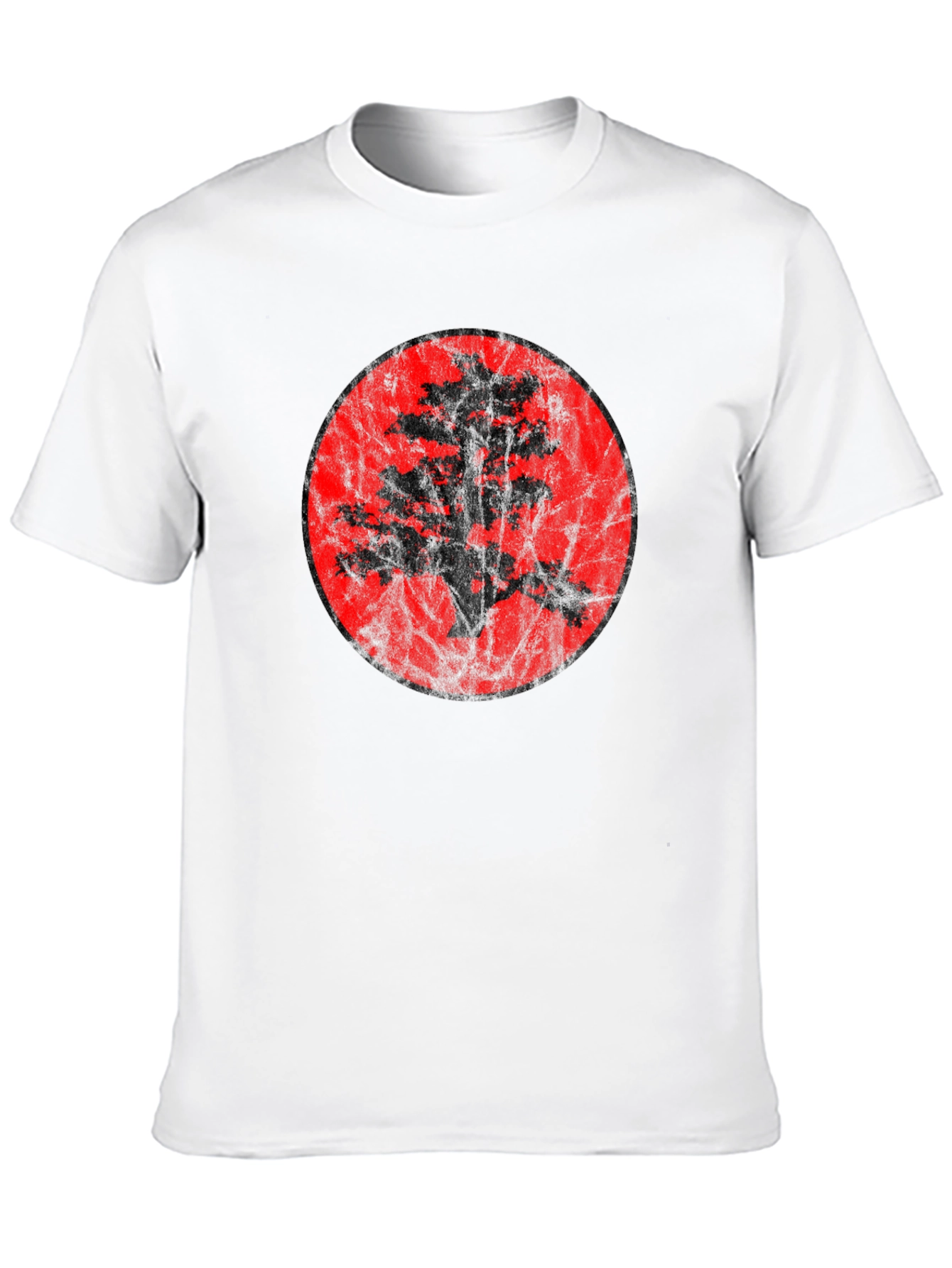 Bonsai Tree Silhouette Graphic Black T-Shirt