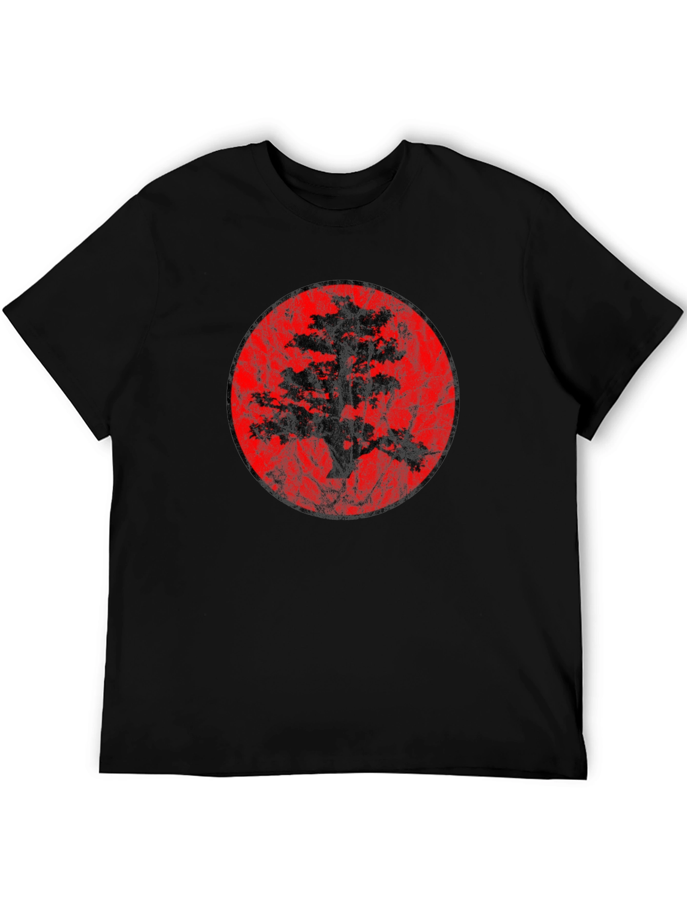 Bonsai Tree Silhouette Graphic Black T-Shirt