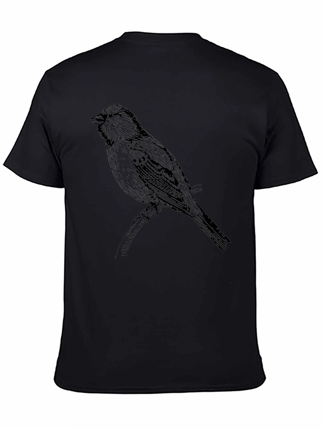 Bird Print Black T-Shirt