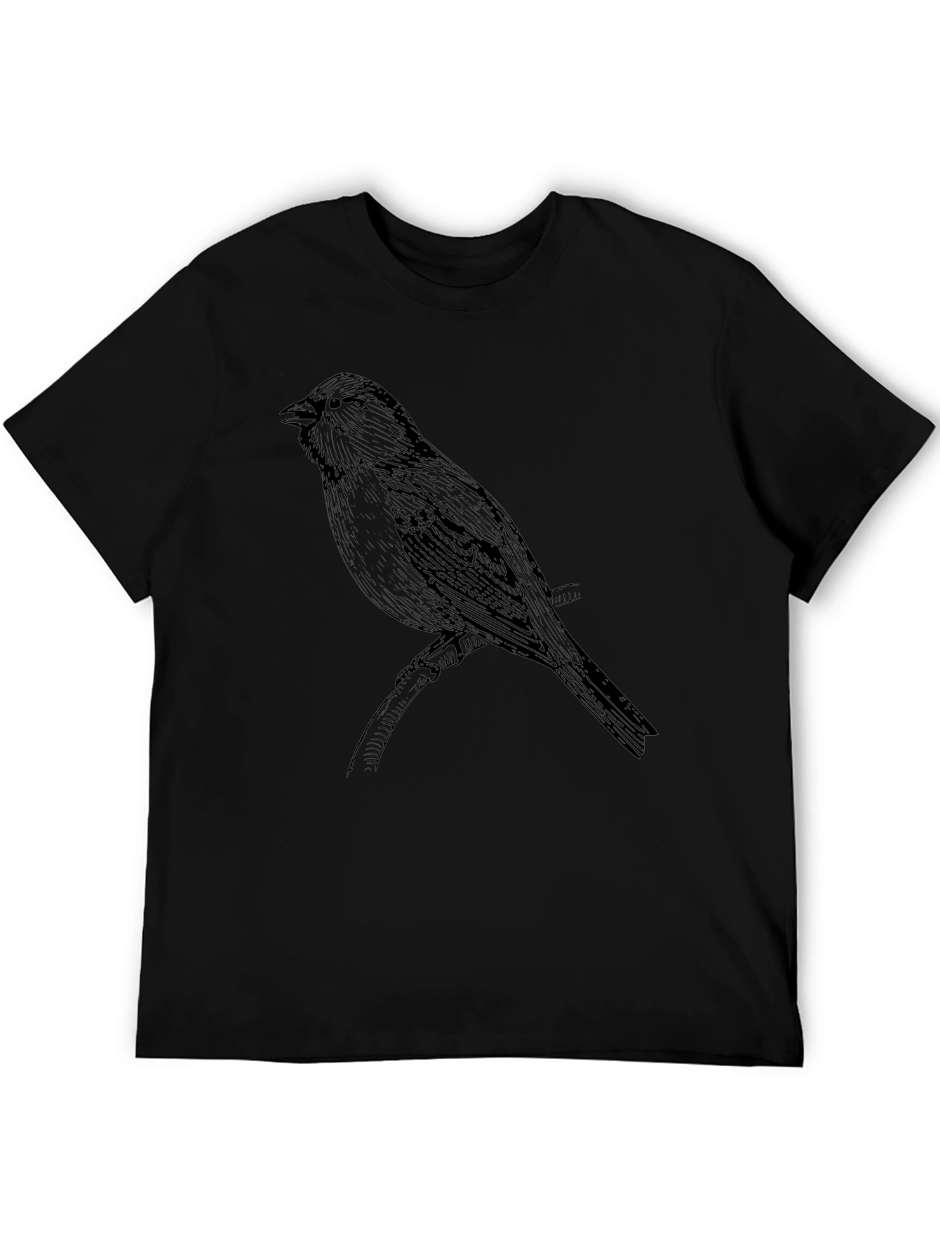 Bird Print Black T-Shirt