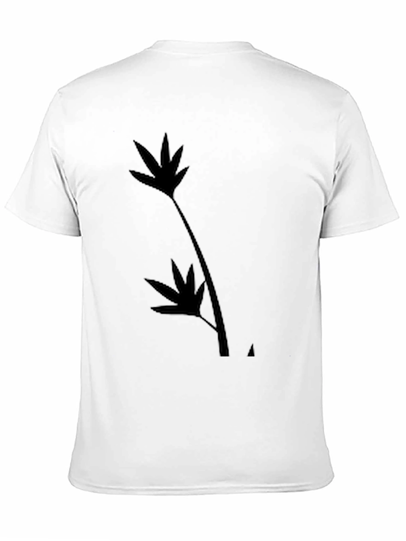 Black T-Shirt with Leaf Silhouette Design