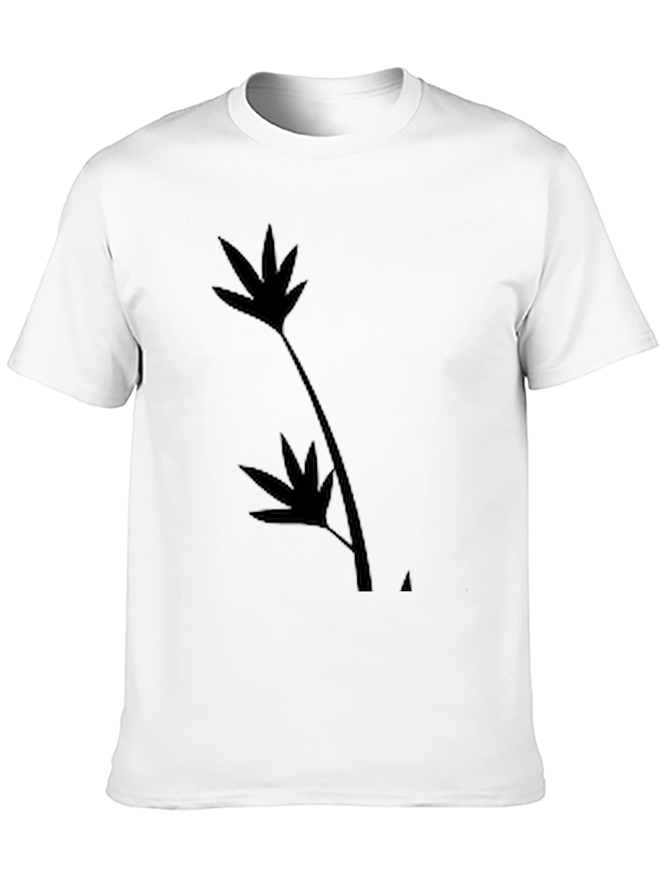 Black T-Shirt with Leaf Silhouette Design