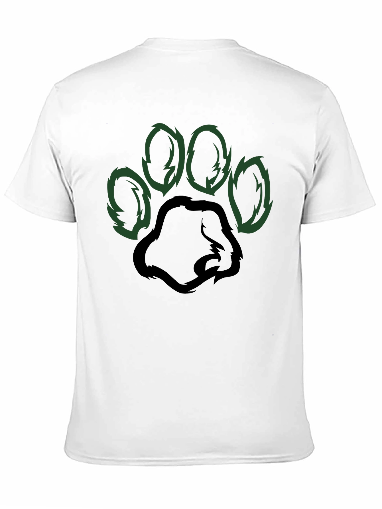 Black T-Shirt with Green Paw Print Design