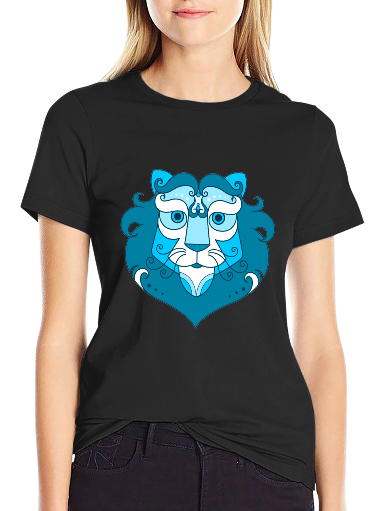 Blue Lion Graphic Tee - Stylish Mens Black T-Shirt