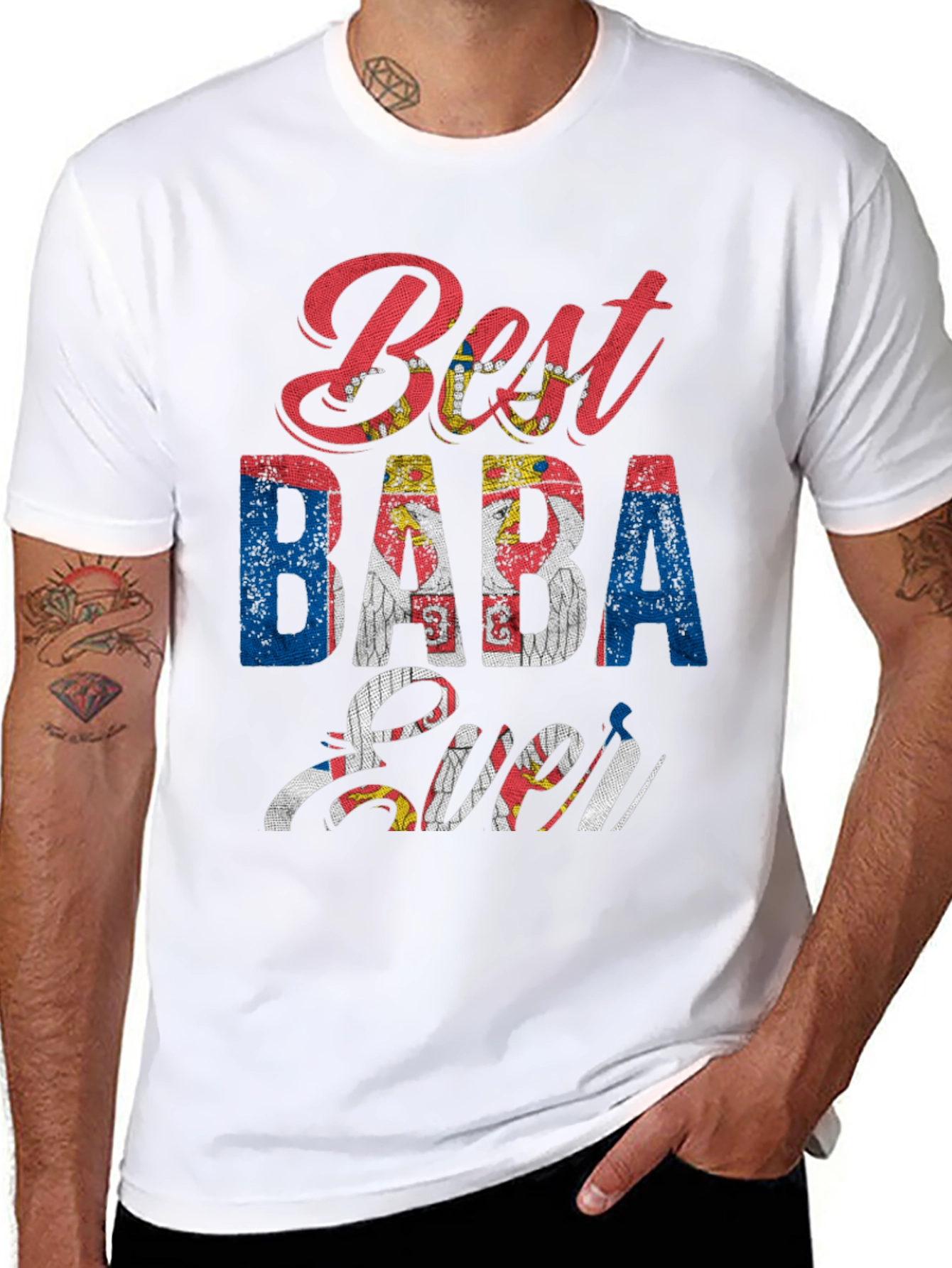 Best Baba Ever Serbian Flag T-Shirt