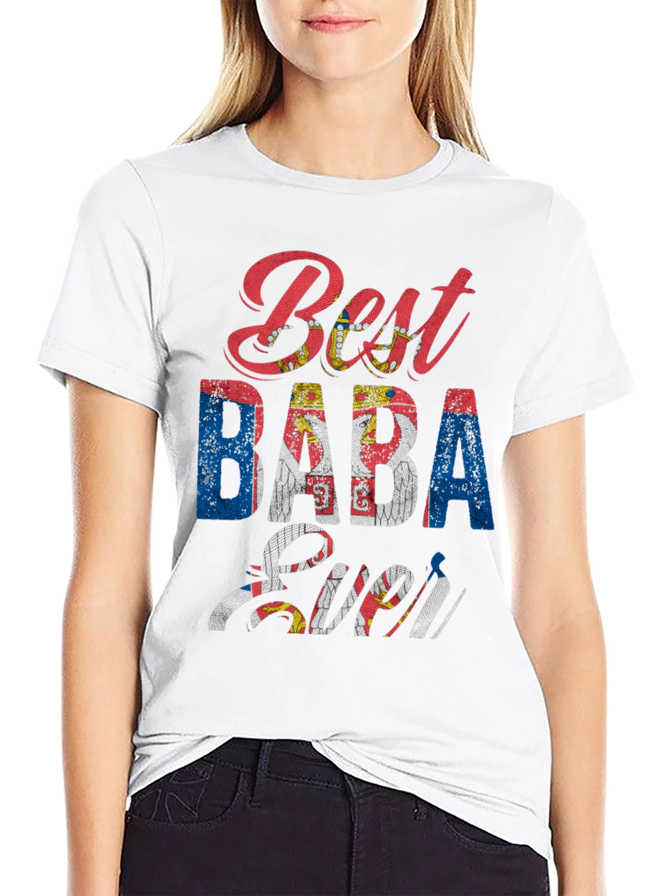 Best Baba Ever Serbian Flag T-Shirt