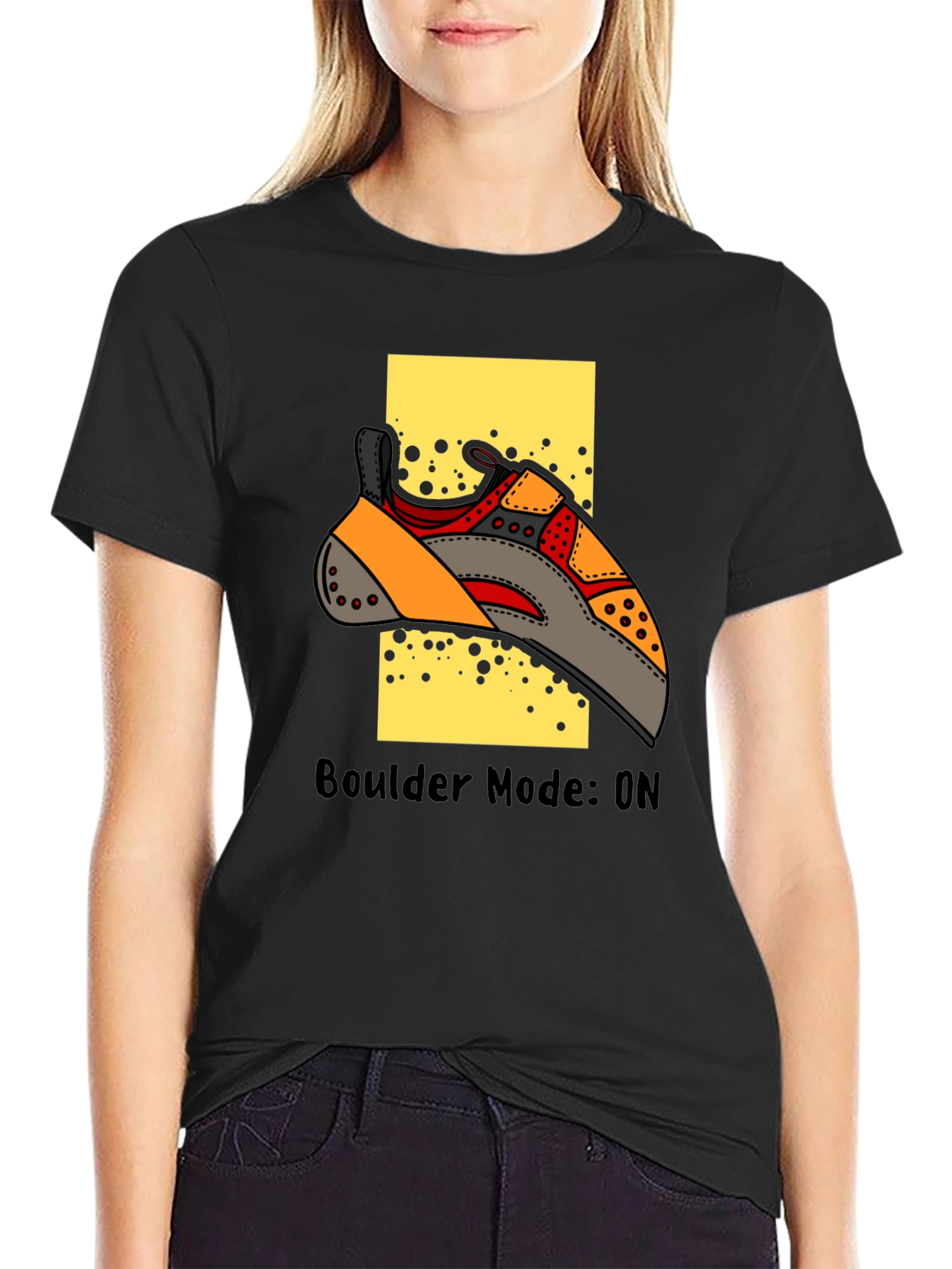 Boulder Mode On Climbing T-Shirt - Black Cotton Tee