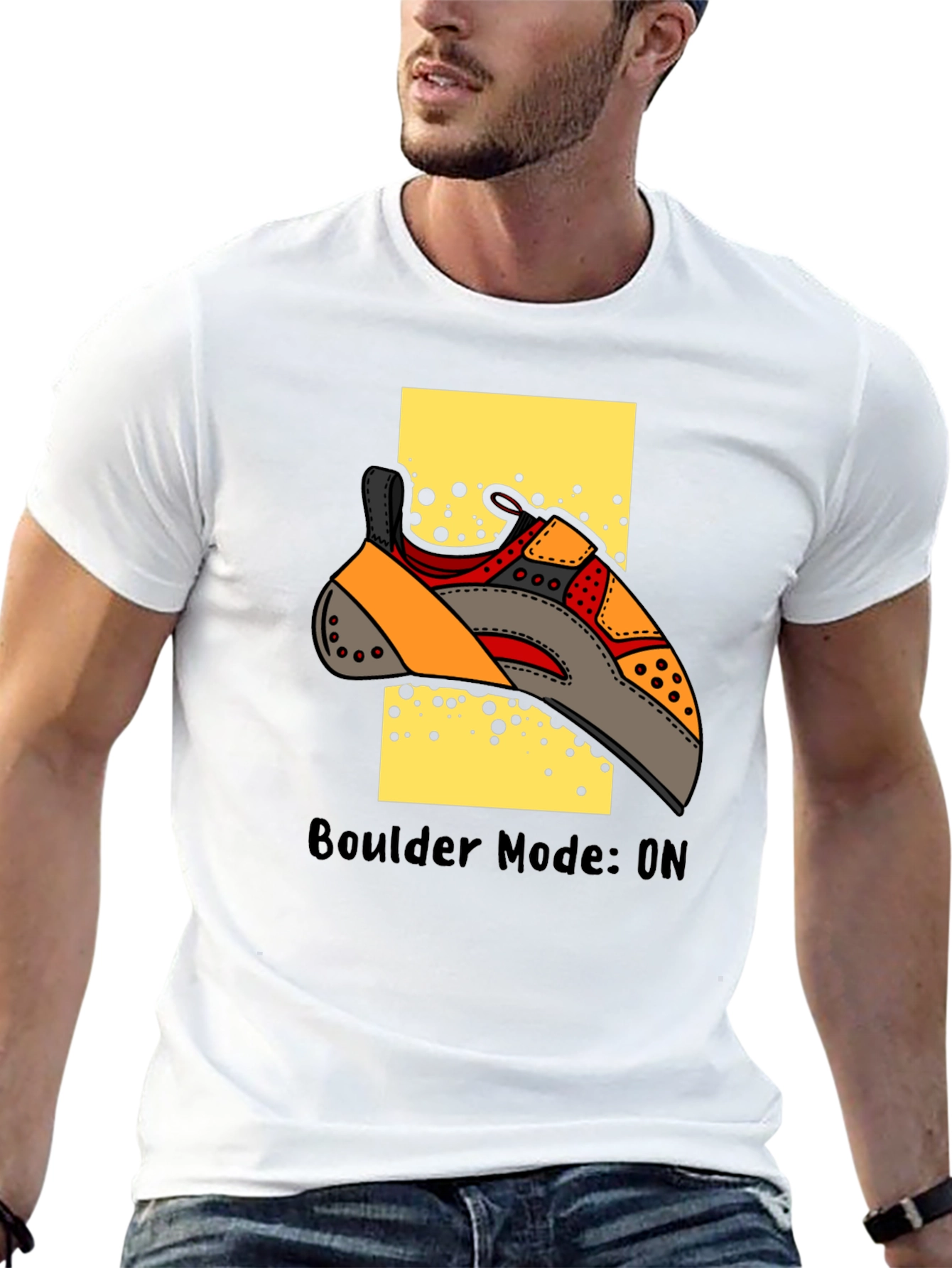 Boulder Mode On Climbing T-Shirt - Black Cotton Tee