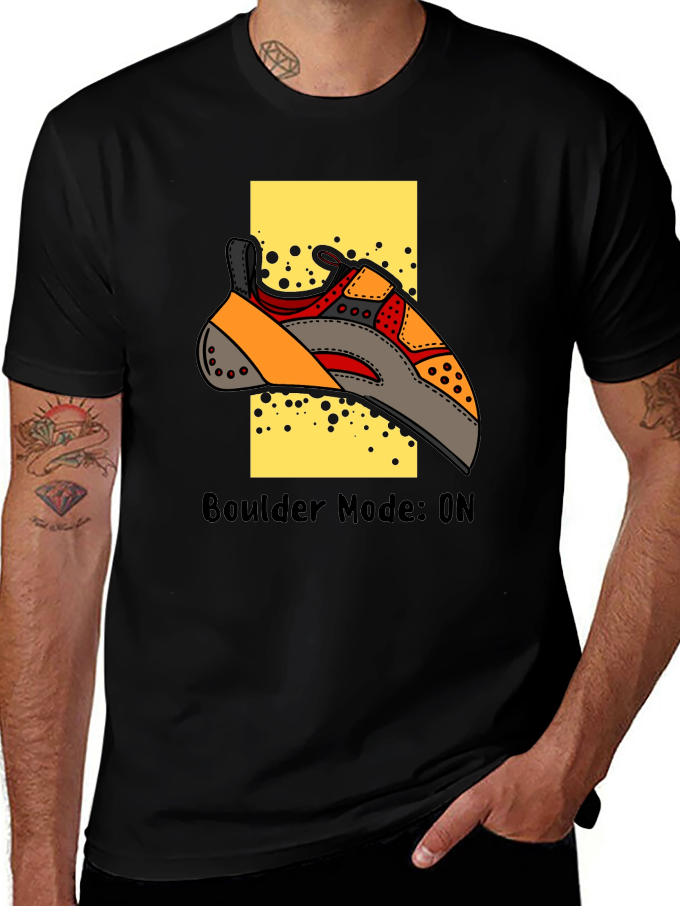 Boulder Mode On Climbing T-Shirt - Black Cotton Tee
