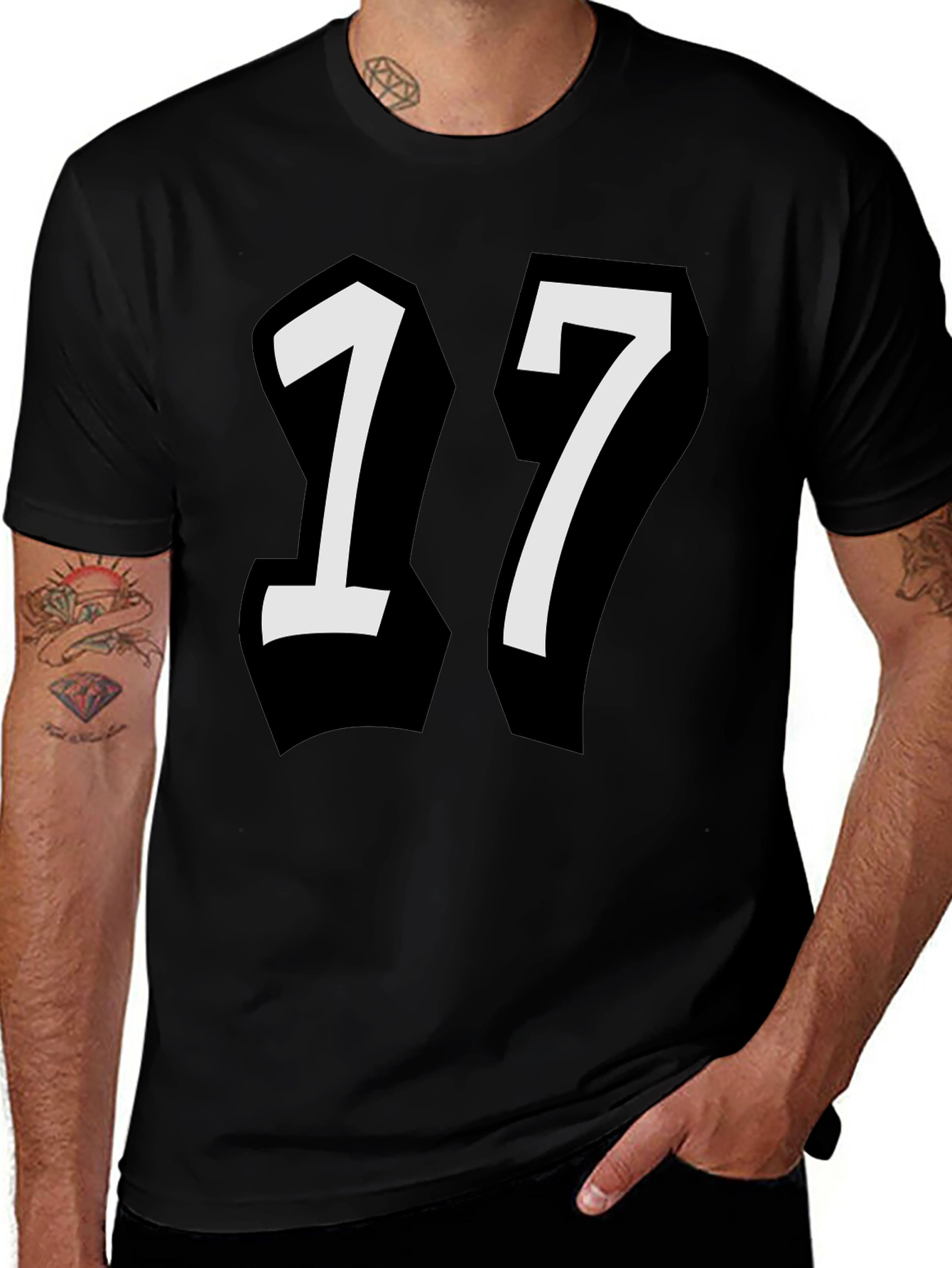 Bold Number 17 Black T-Shirt