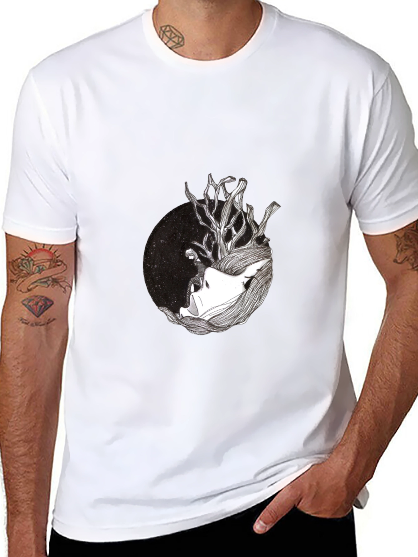 Black T-Shirt with Artistic Graphic