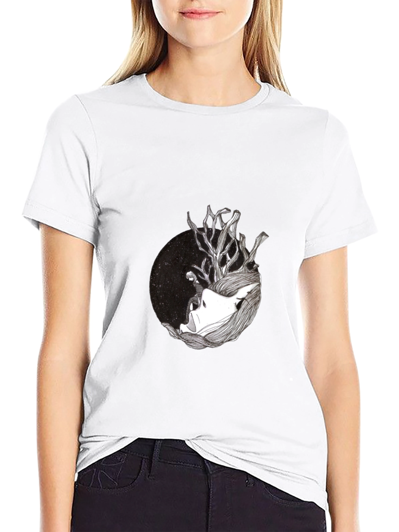 Black T-Shirt with Artistic Graphic