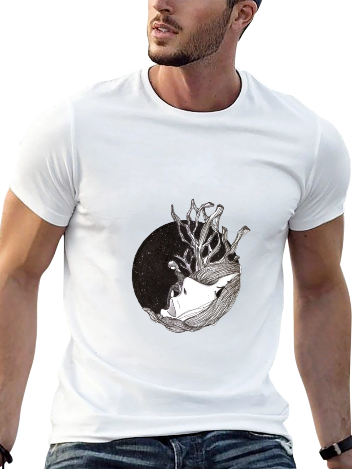 Black T-Shirt with Artistic Graphic