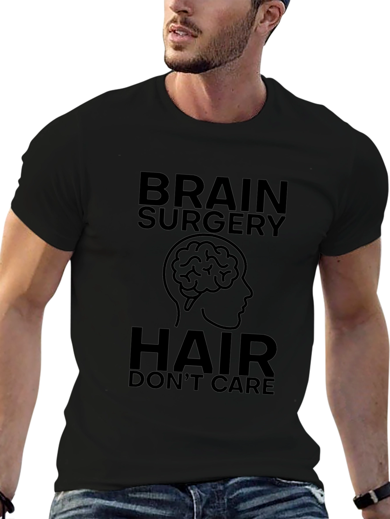 Brain Surgery Hair Dont Care Black T-Shirt