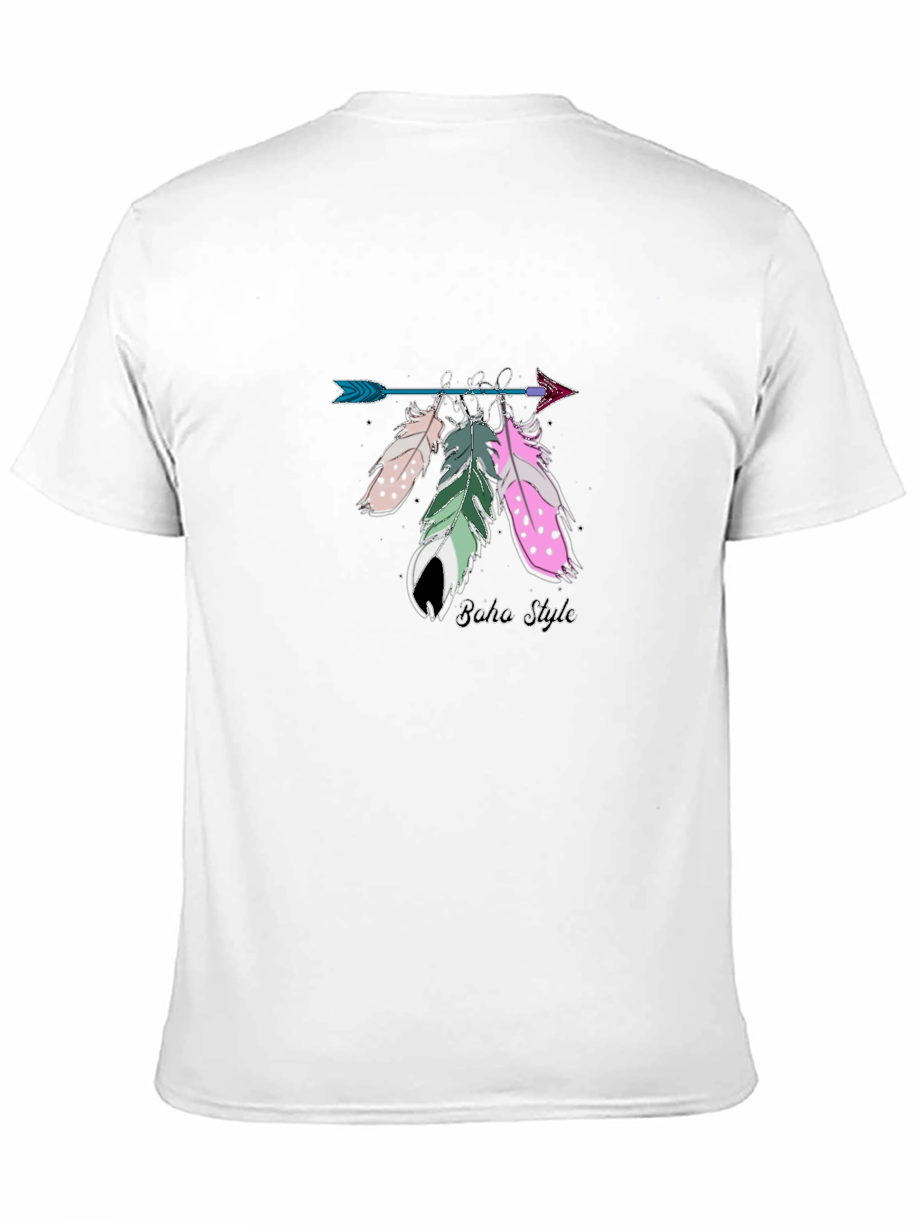 Boho Style Arrow & Feathers Black T-Shirt