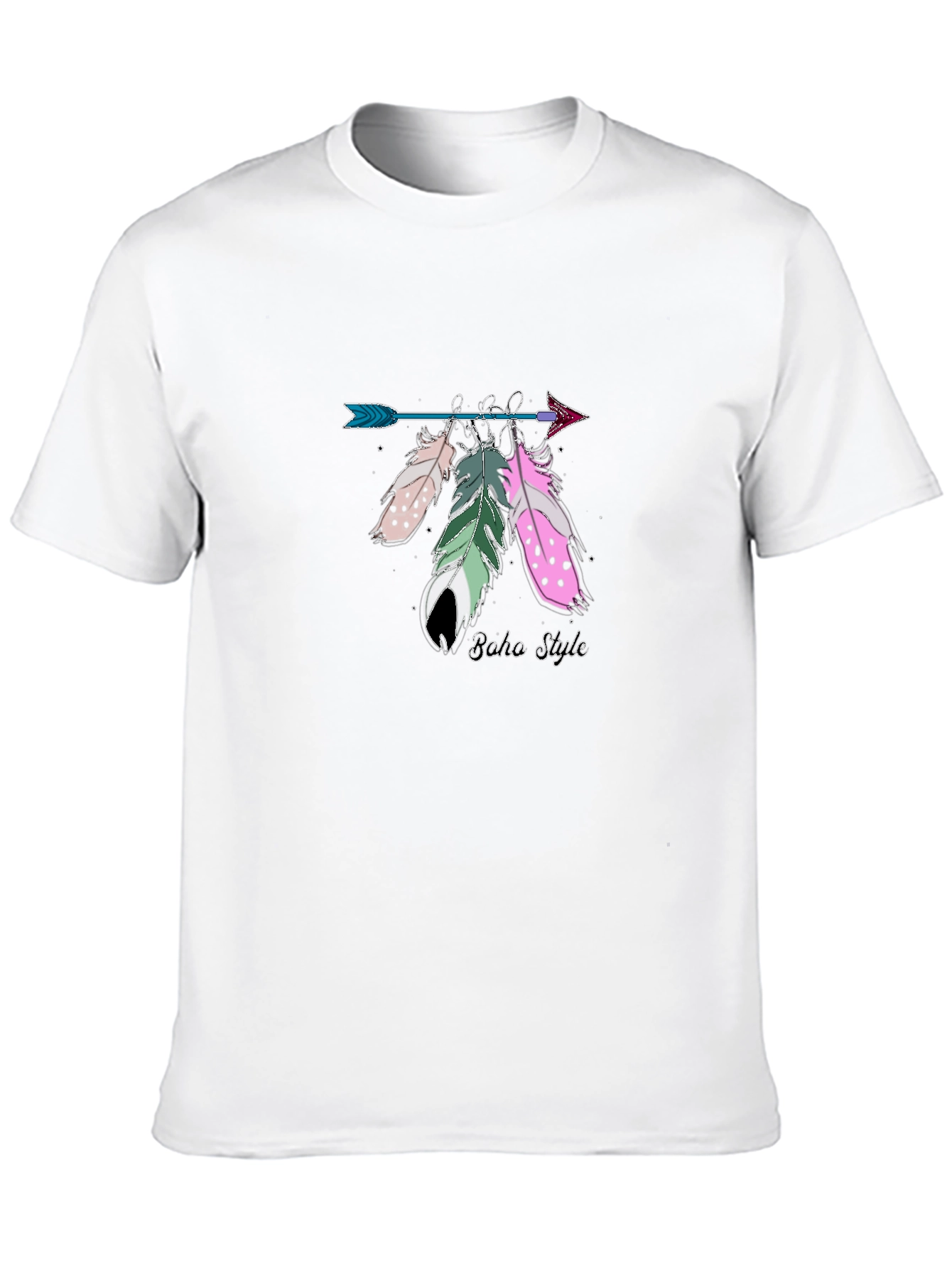 Boho Style Arrow & Feathers Black T-Shirt