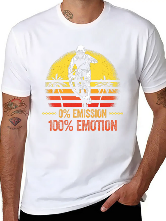 0% Emission 100% Emotion Bicycle Biker Mountain Unisex Casual T-Shirt – Clean Design For Daily Comfort