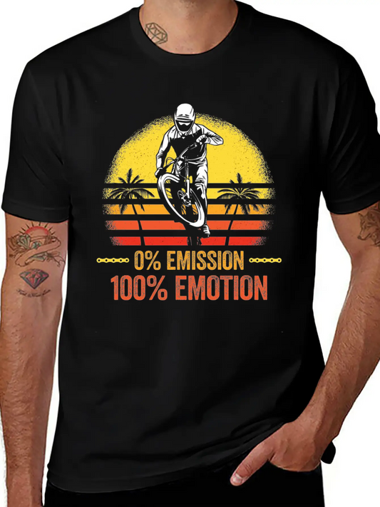 0% Emission 100% Emotion Bicycle Biker Mountain Unisex Casual T-Shirt – Clean Design For Daily Comfort