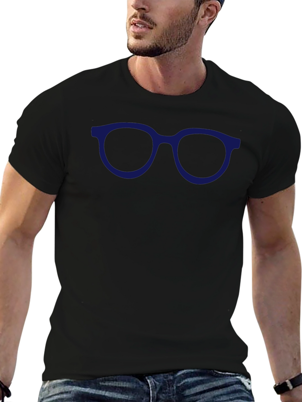 Blue Glasses Graphic Tee - Classic Style