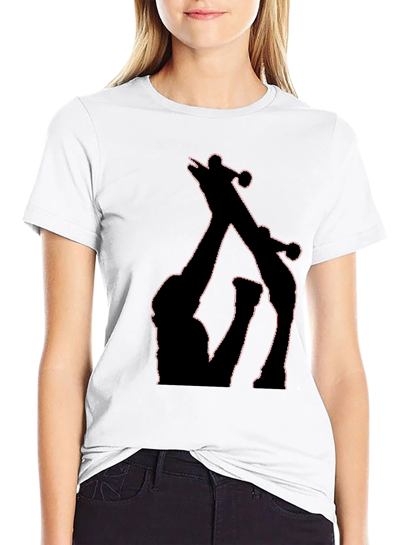 Black T-Shirt with Giraffe Silhouette Graphic