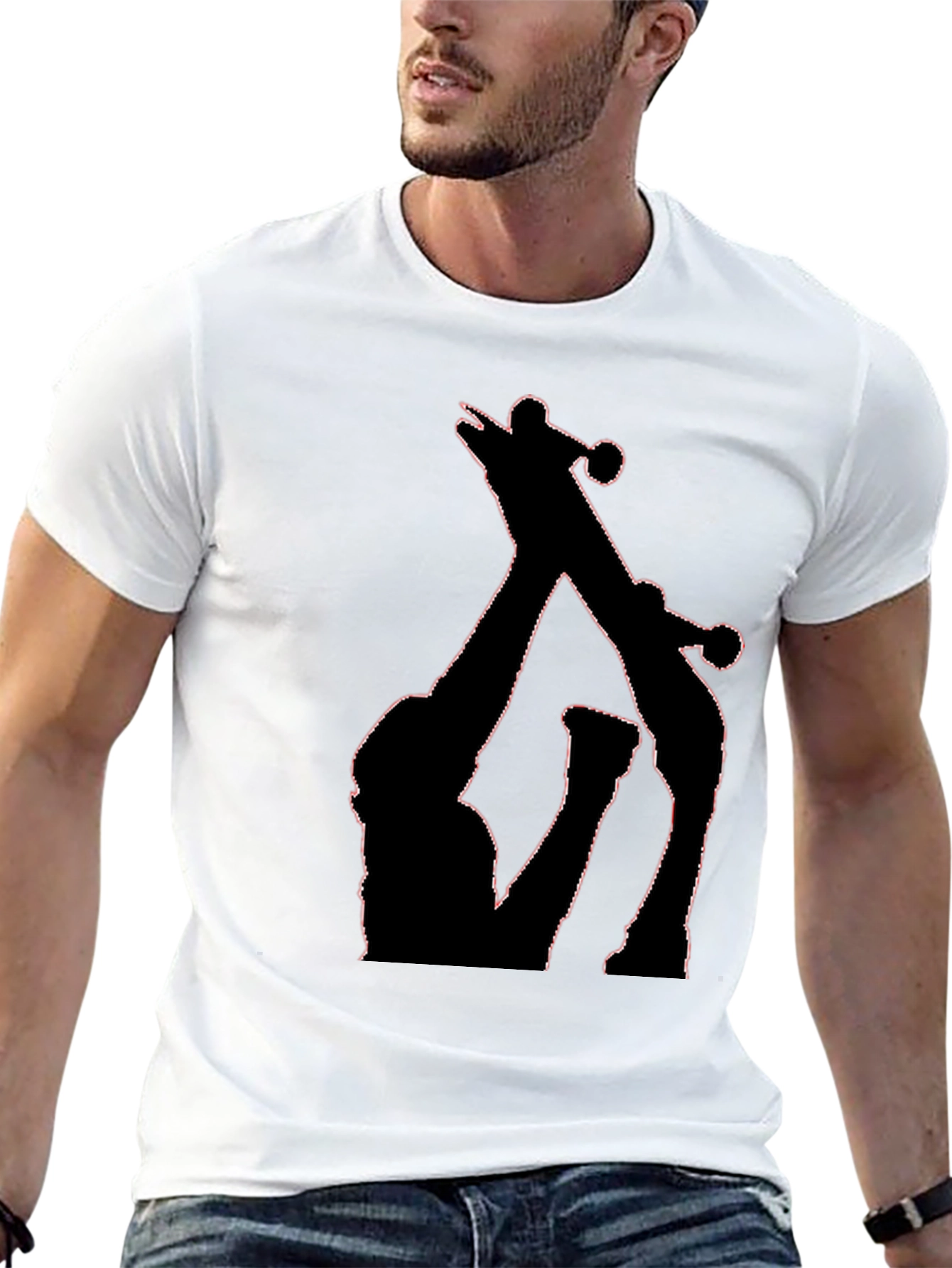 Black T-Shirt with Giraffe Silhouette Graphic