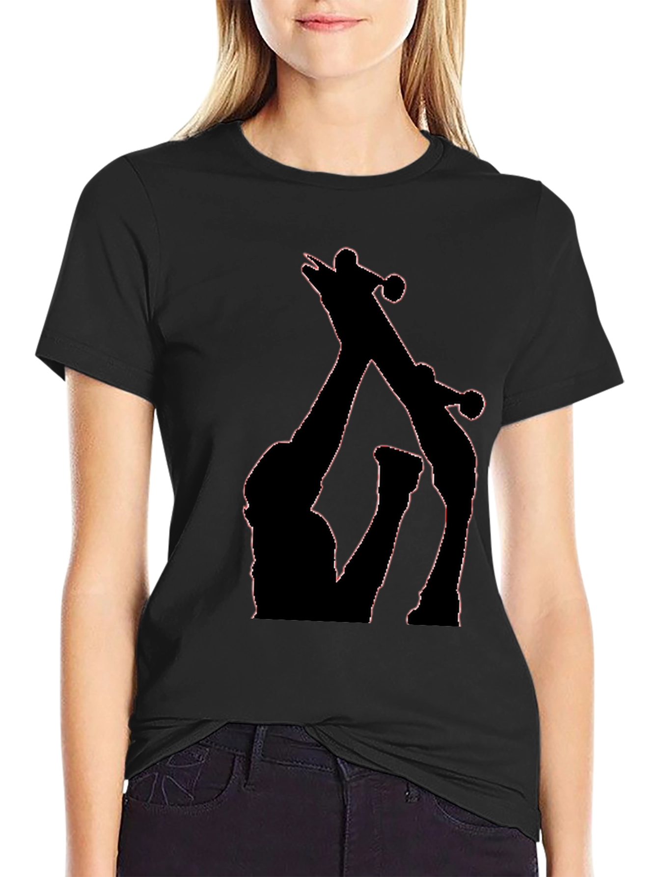 Black T-Shirt with Giraffe Silhouette Graphic
