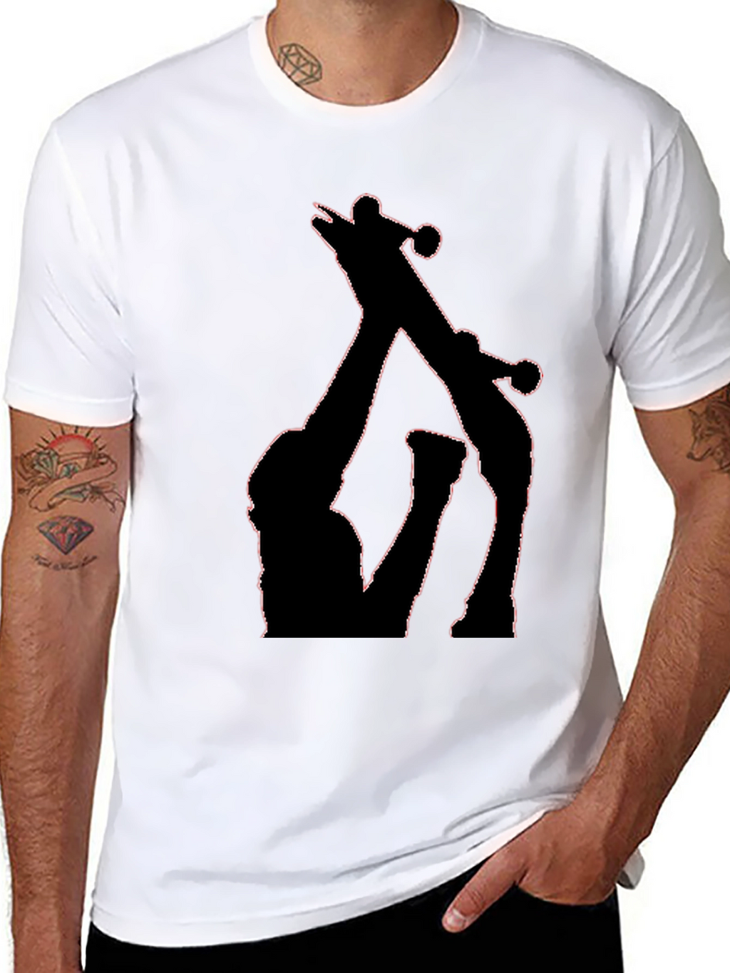 Black T-Shirt with Giraffe Silhouette Graphic