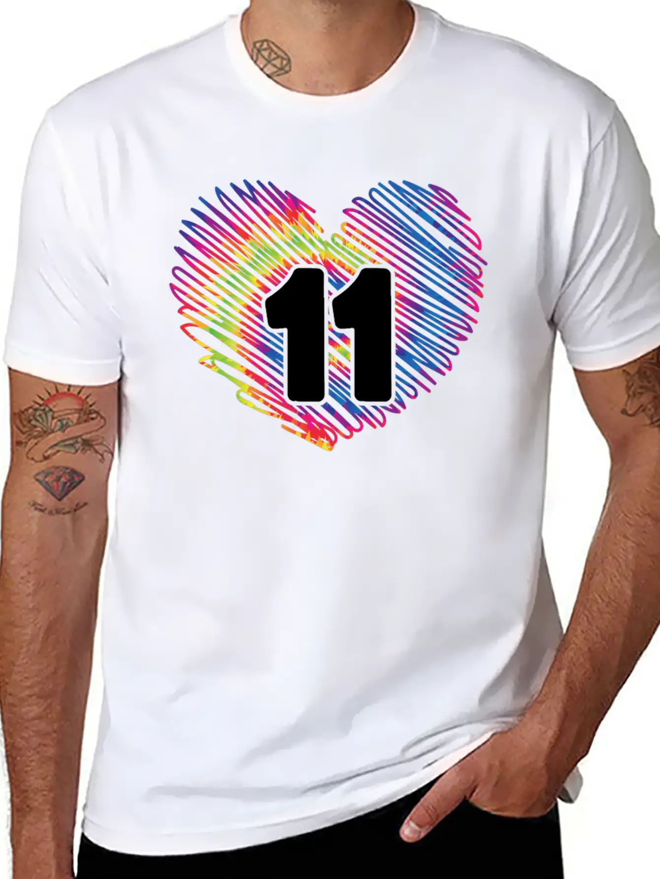 11th Birthday Heart Tie Dye | Tie Dye Themed Unisex Casual T-Shirt – Clean Design For Daily Comfort