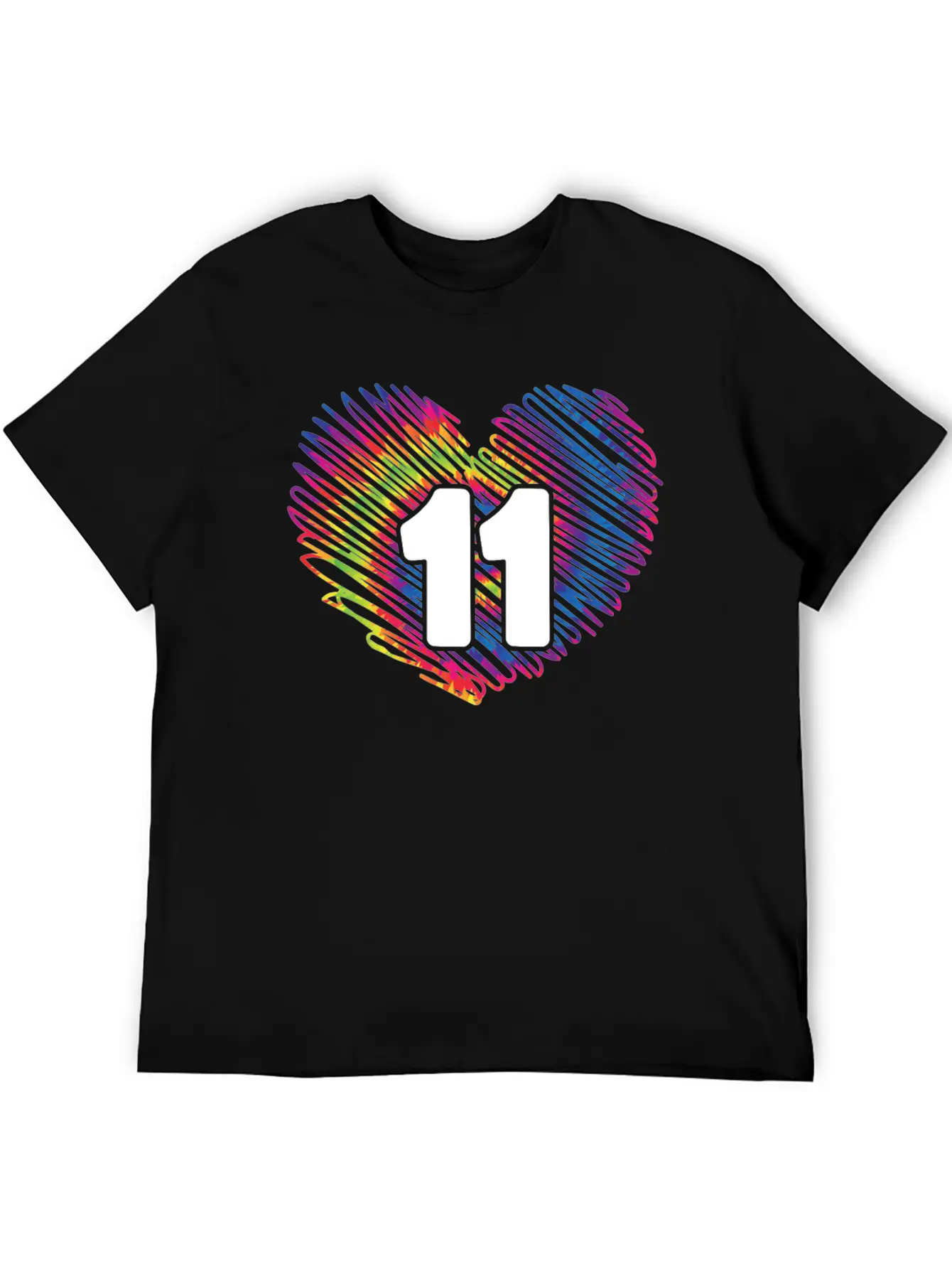 11th Birthday Heart Tie Dye | Tie Dye Themed Unisex Casual T-Shirt – Clean Design For Daily Comfort