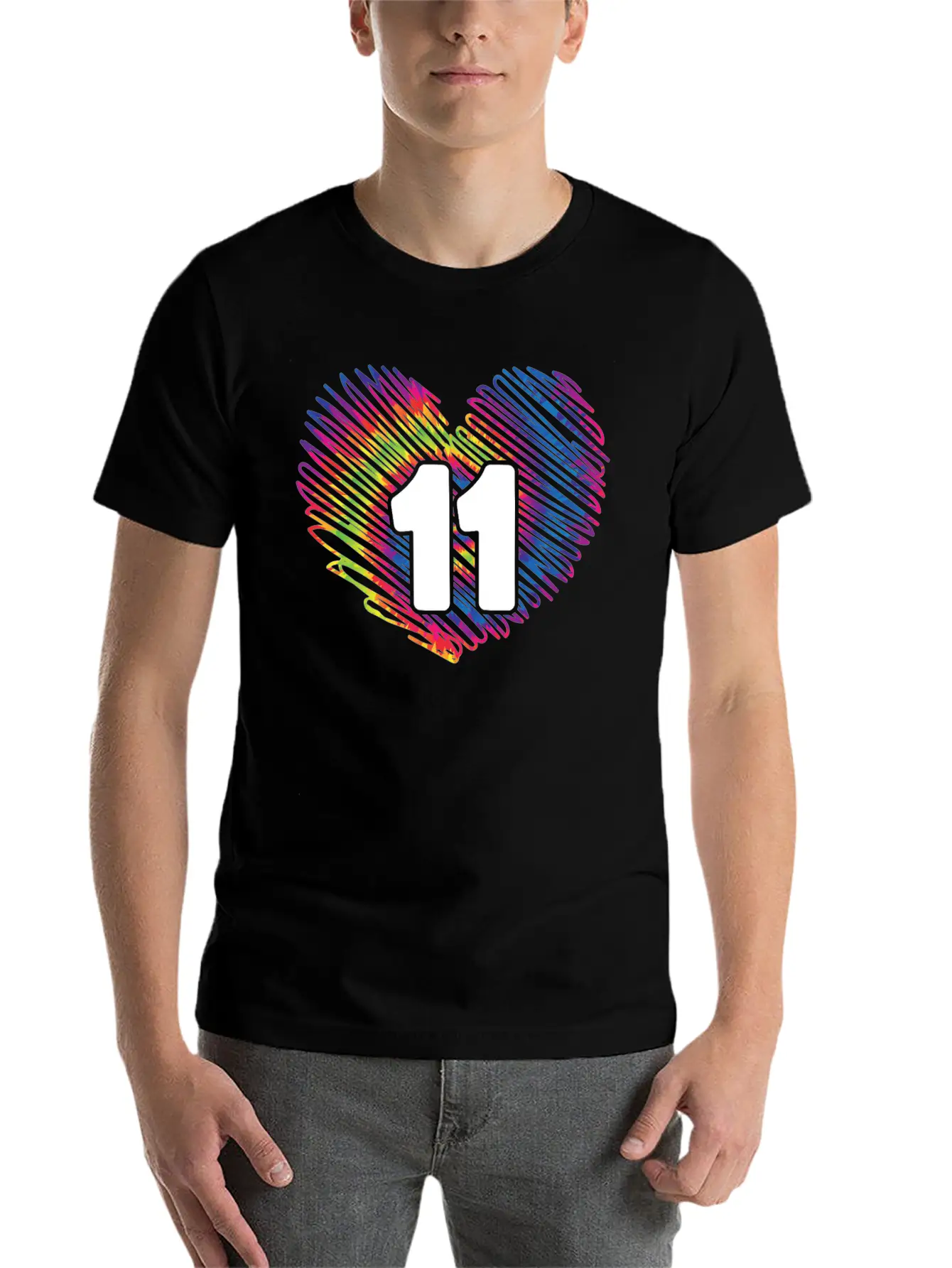11th Birthday Heart Tie Dye | Tie Dye Themed Unisex Casual T-Shirt – Clean Design For Daily Comfort