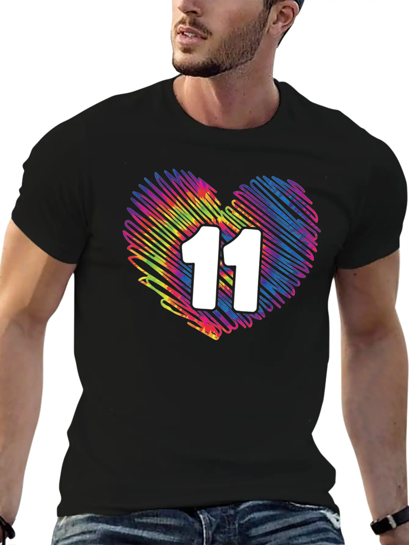 11th Birthday Heart Tie Dye | Tie Dye Themed Unisex Casual T-Shirt – Clean Design For Daily Comfort