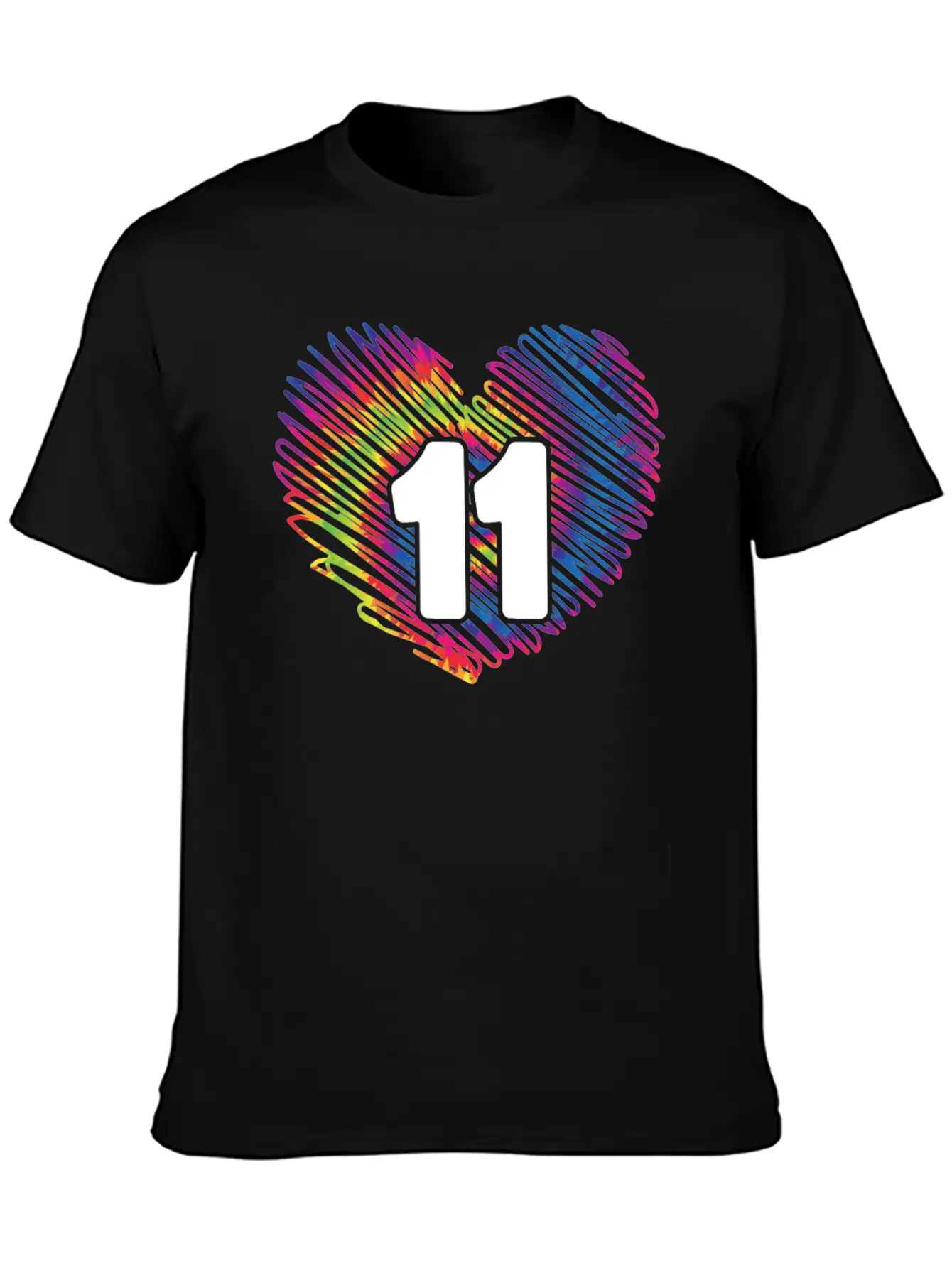 11th Birthday Heart Tie Dye | Tie Dye Themed Unisex Casual T-Shirt – Clean Design For Daily Comfort