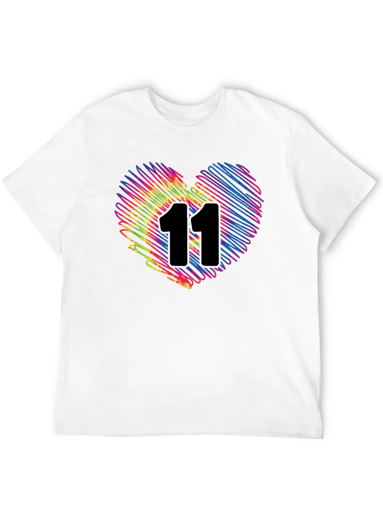11th Birthday Heart Tie Dye | Tie Dye Themed Unisex Casual T-Shirt – Clean Design For Daily Comfort