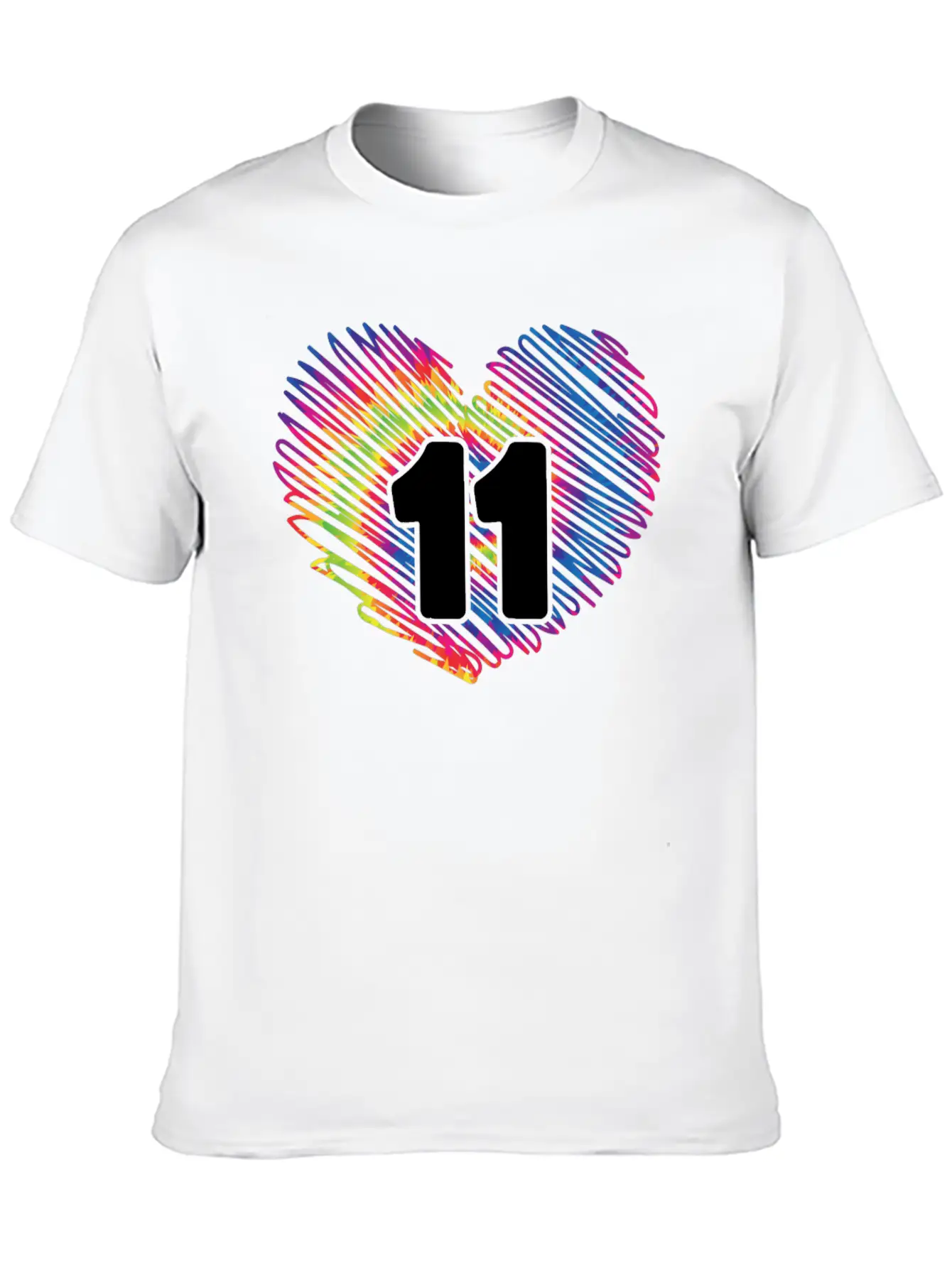 11th Birthday Heart Tie Dye | Tie Dye Themed Unisex Casual T-Shirt – Clean Design For Daily Comfort