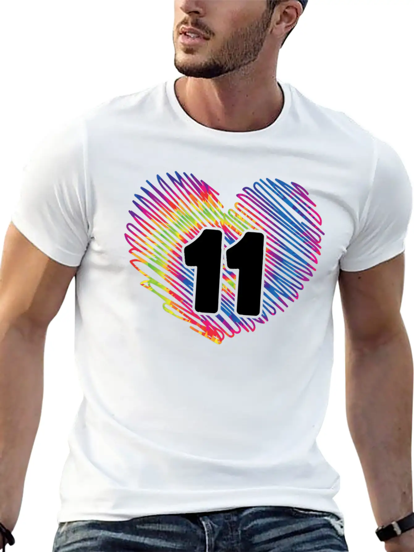 11th Birthday Heart Tie Dye | Tie Dye Themed Unisex Casual T-Shirt – Clean Design For Daily Comfort
