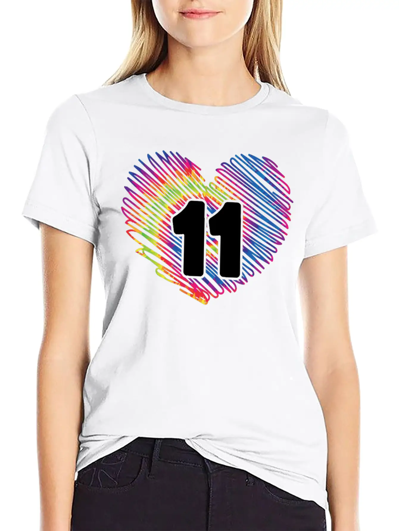 11th Birthday Heart Tie Dye | Tie Dye Themed Unisex Casual T-Shirt – Clean Design For Daily Comfort