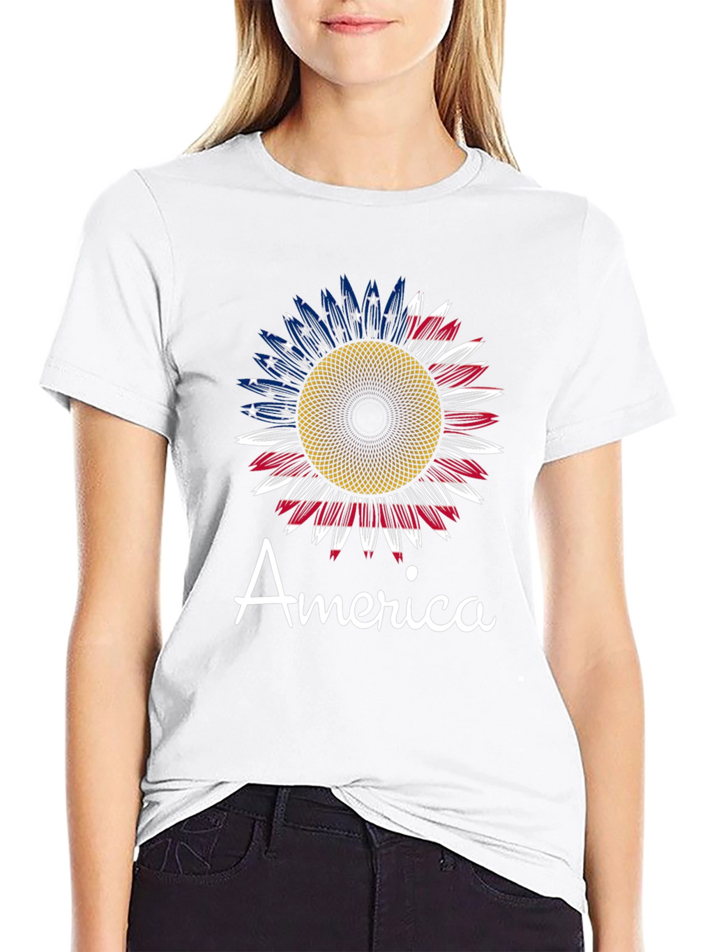 American Flag Sunflower Graphic Tee