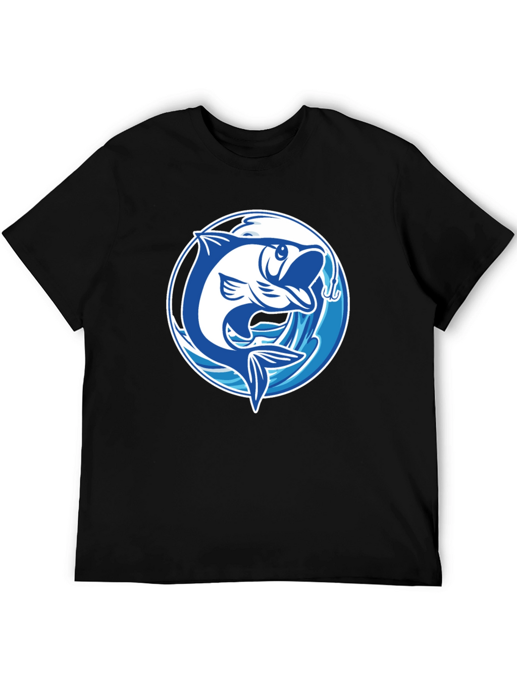 Black Fishing T-Shirt with Fish Graphic
