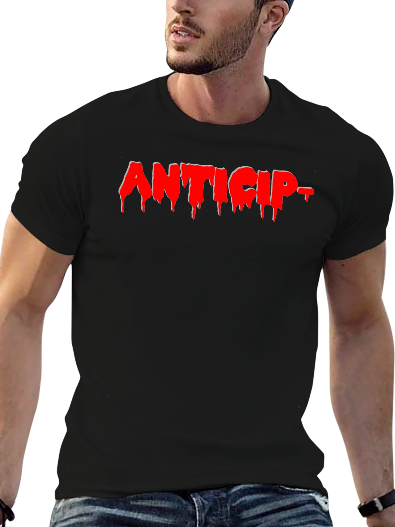 Anticip T-Shirt - Graphic Print Black Tee