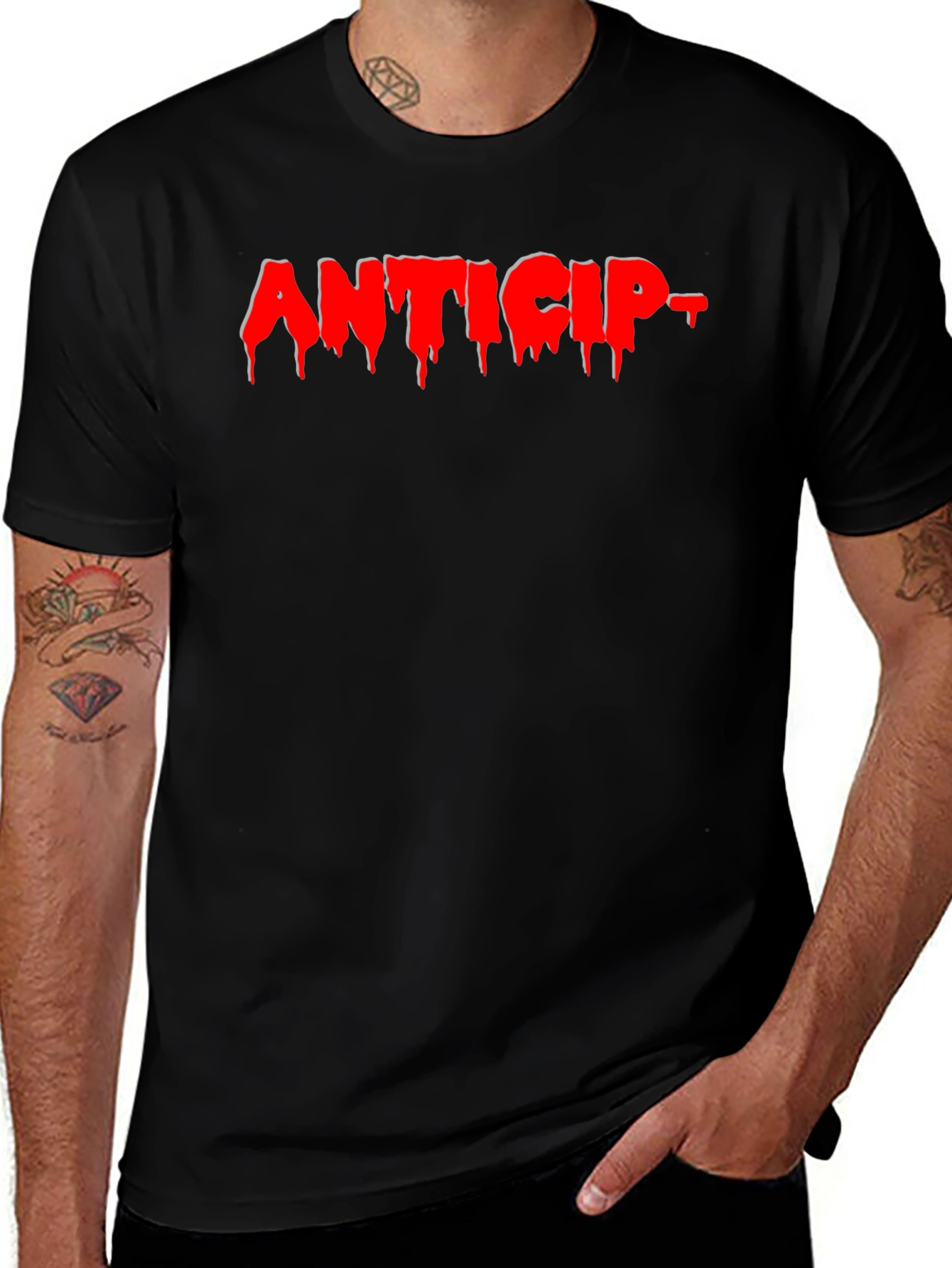 Anticip T-Shirt - Graphic Print Black Tee