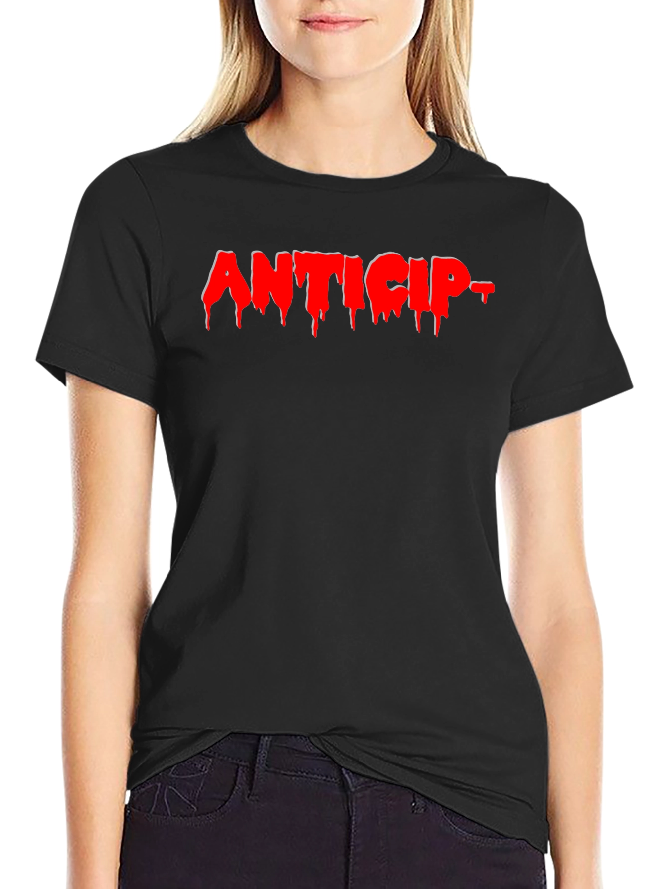 Anticip T-Shirt - Graphic Print Black Tee
