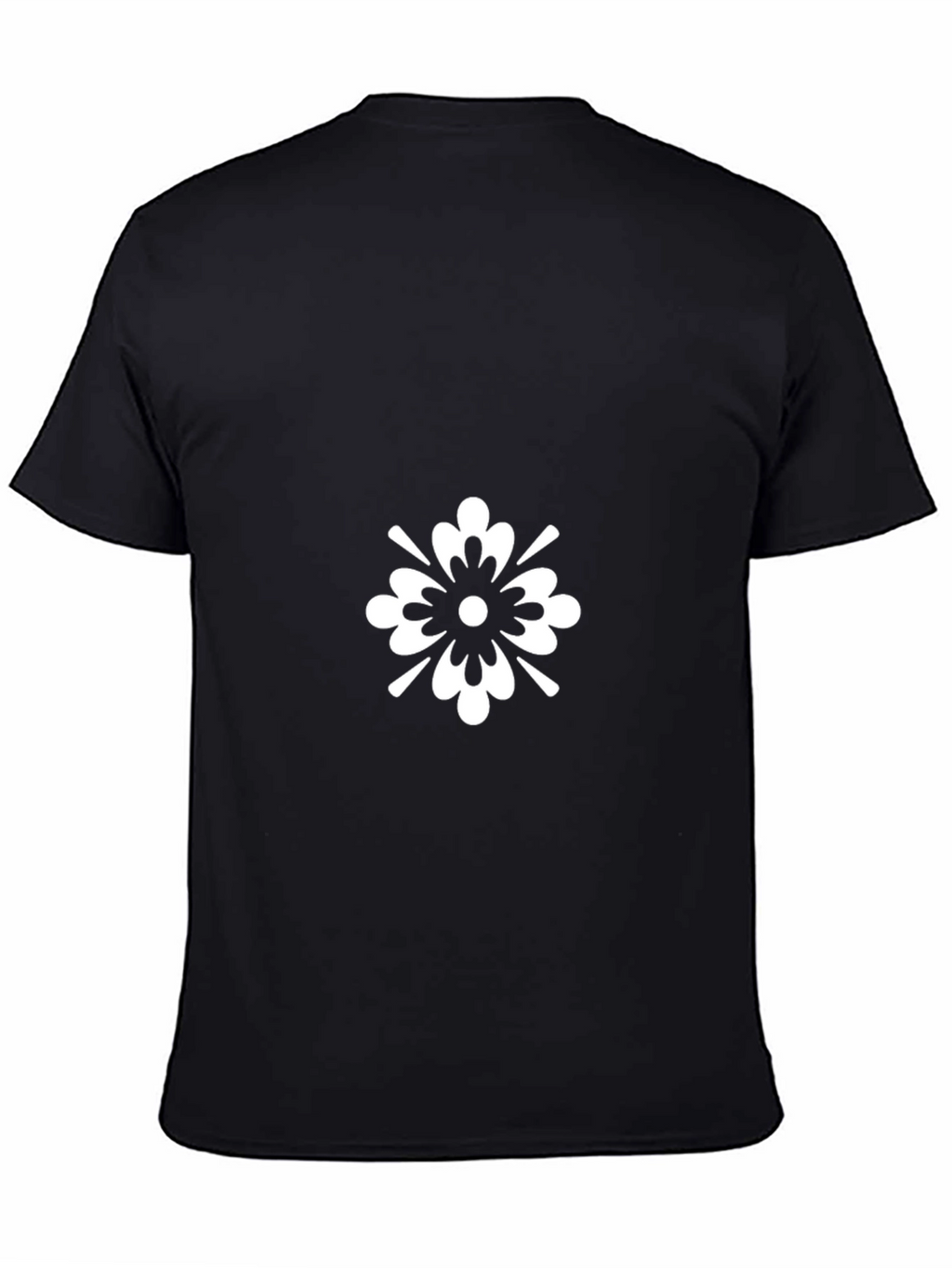Black T-Shirt with White Floral Graphic